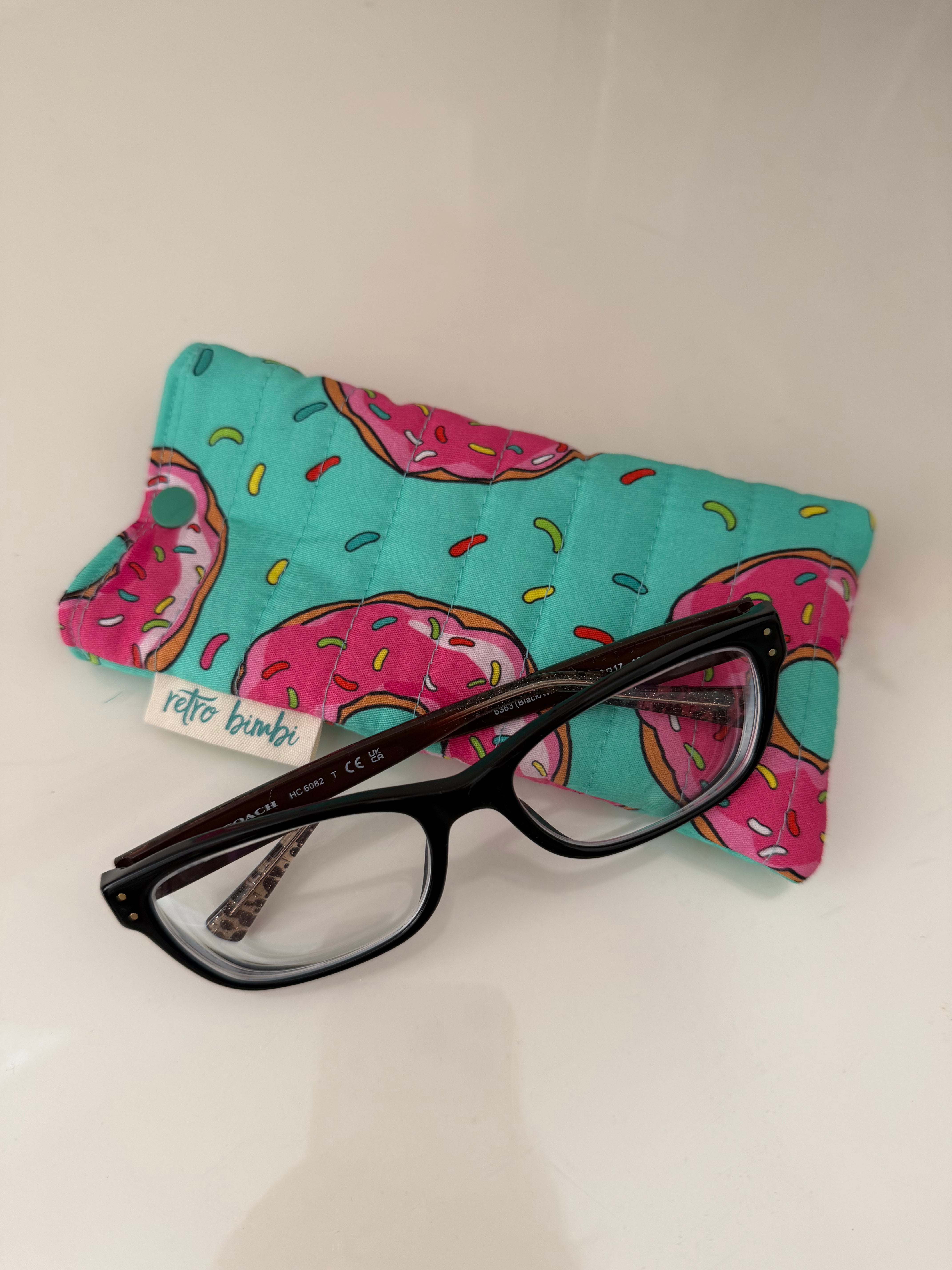 Quilted Glasses Case - Strawberry Donut