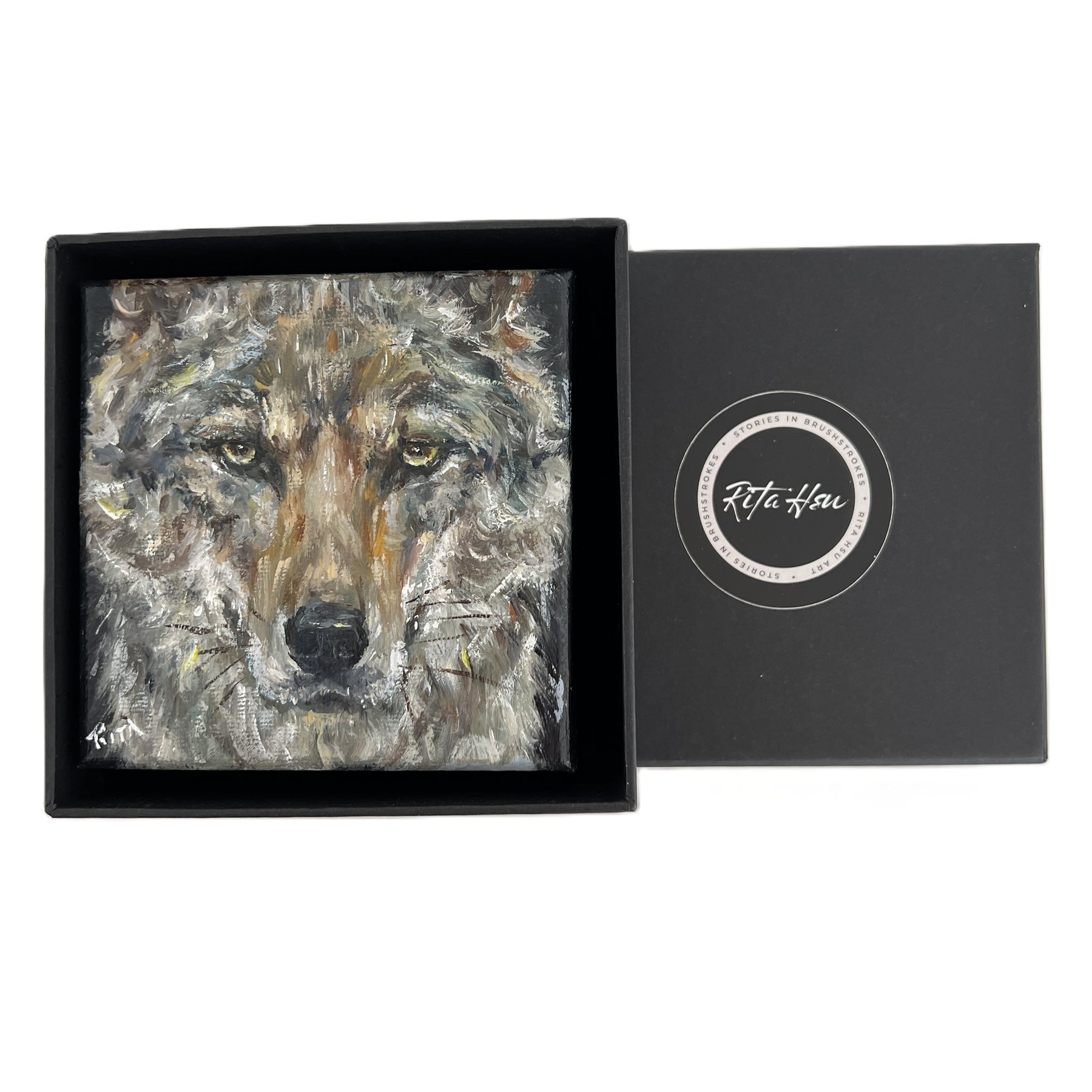 Noble Gaze – Original Miniature Wolf Painting