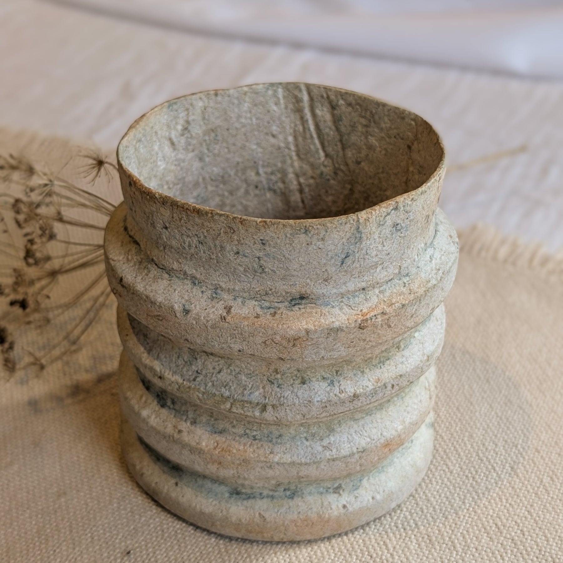 Sculptural Paper Clay Vessel – Handmade Sustainable Home Décor