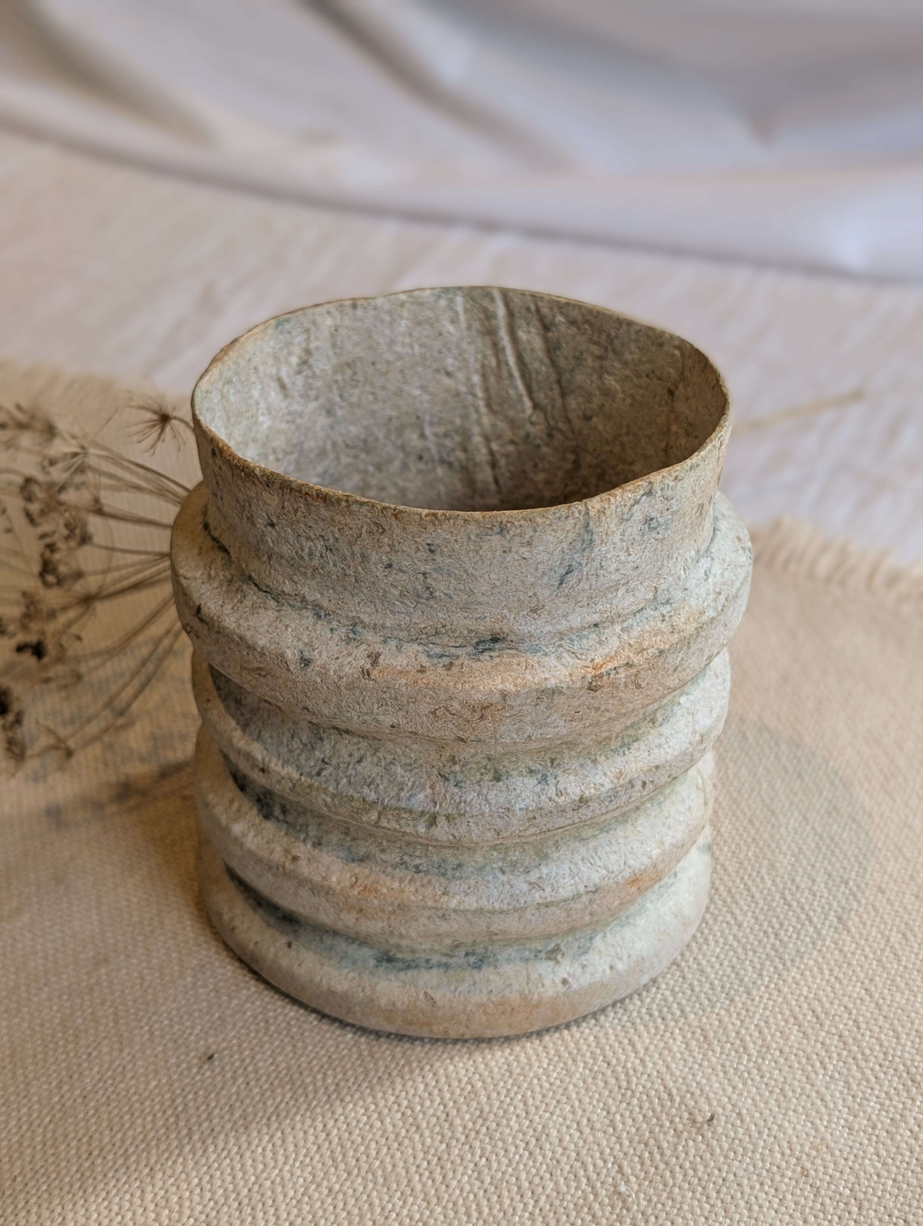 Sculptural Paper Clay Vessel – Handmade Sustainable Home Décor