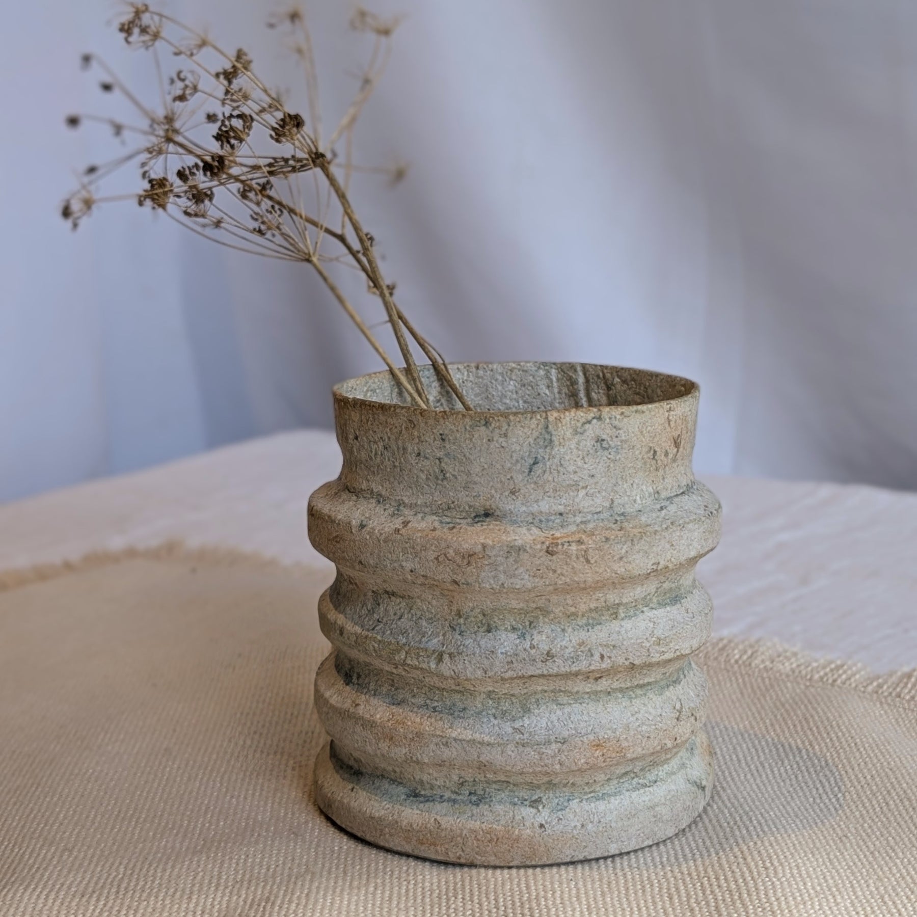 Sculptural Paper Clay Vessel – Handmade Sustainable Home Décor