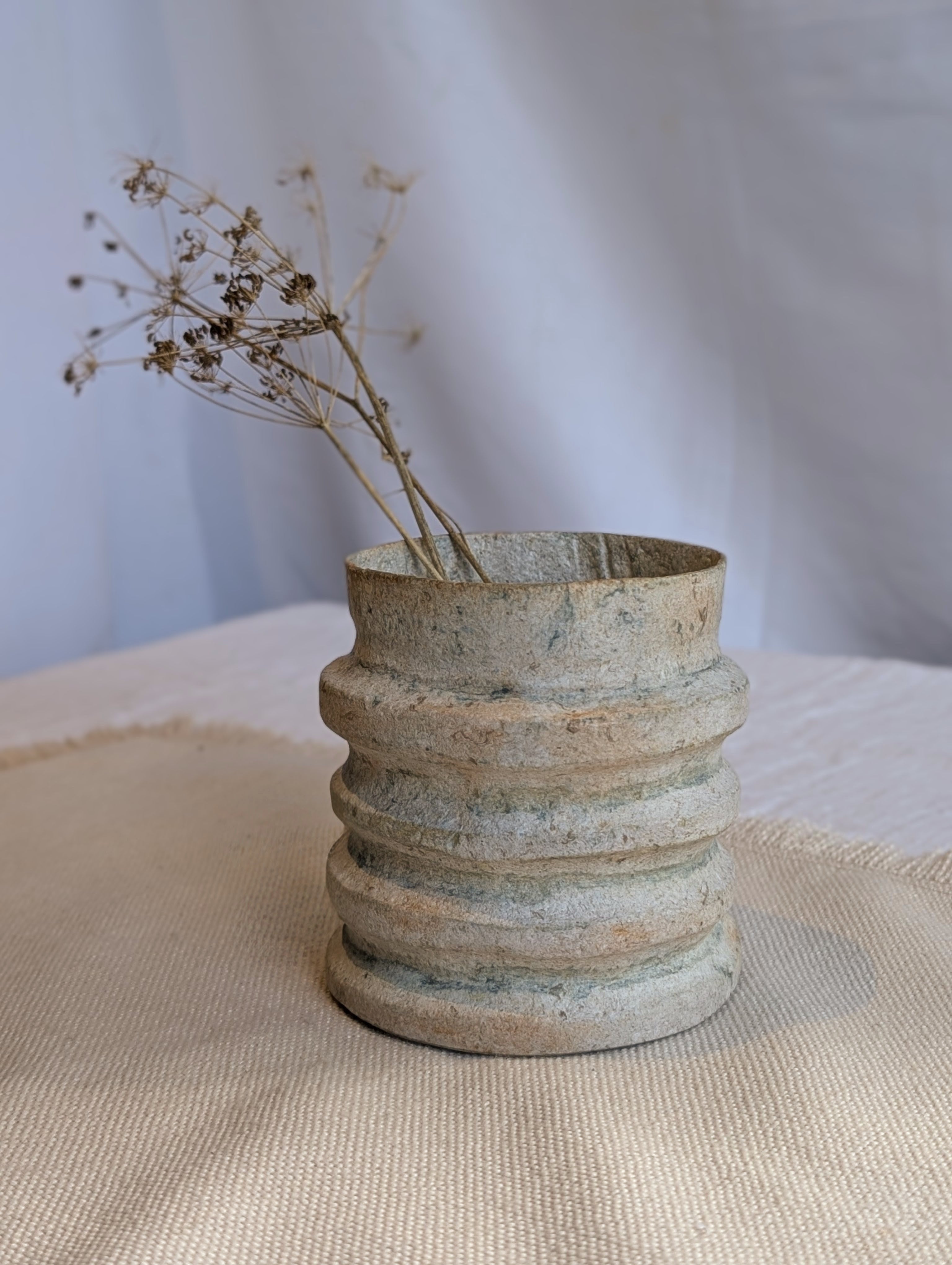 Sculptural Paper Clay Vessel – Handmade Sustainable Home Décor