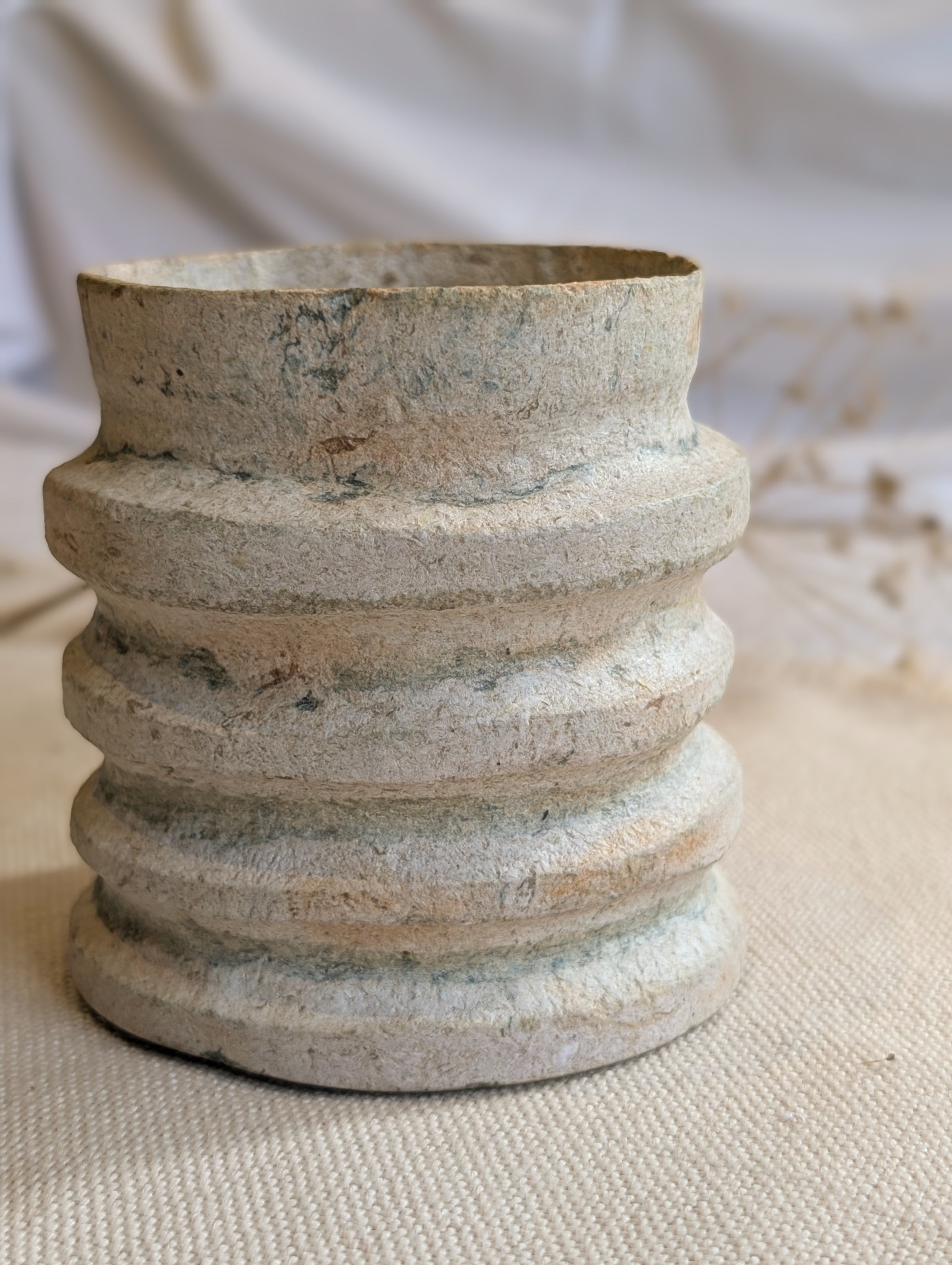 Sculptural Paper Clay Vessel – Handmade Sustainable Home Décor