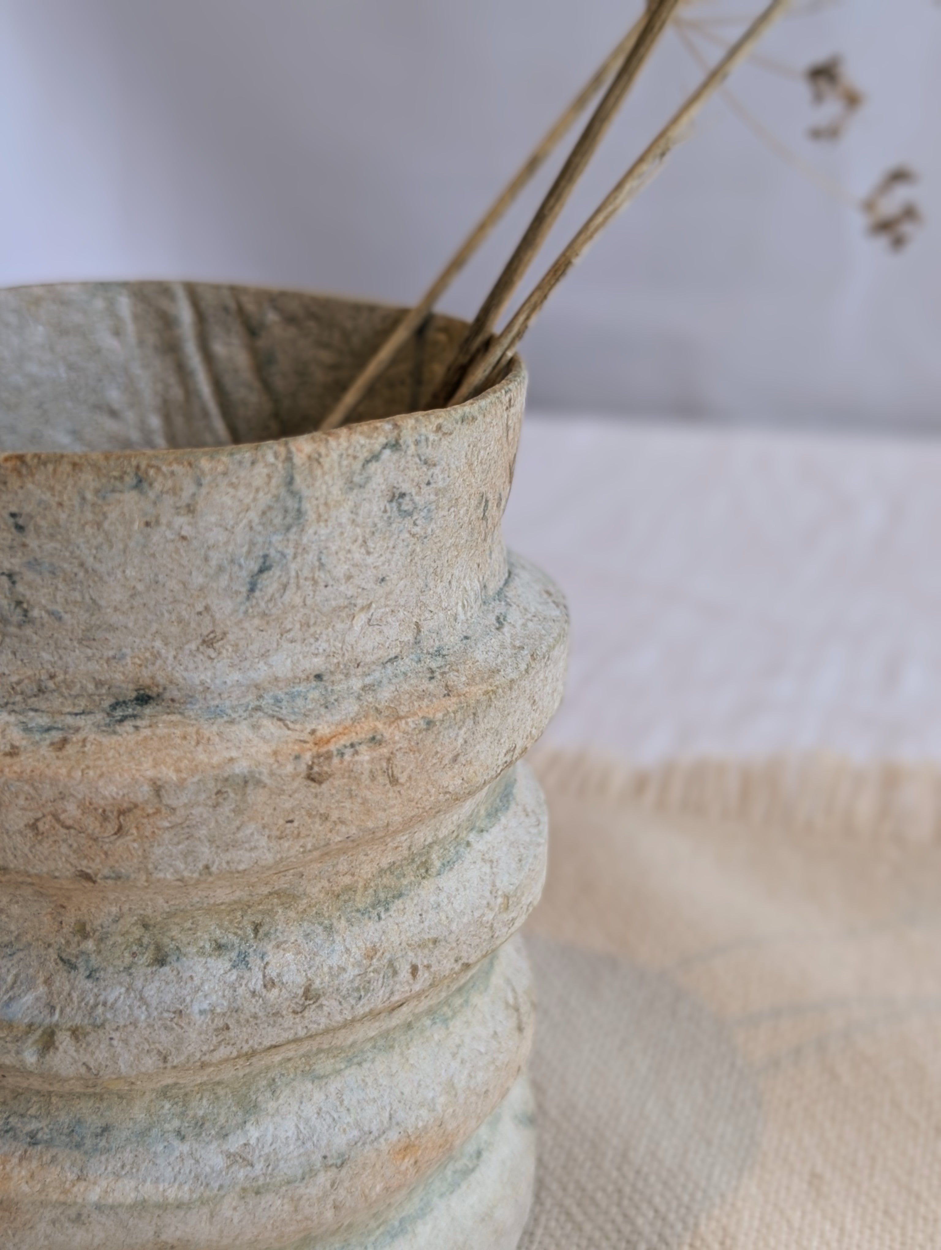 Sculptural Paper Clay Vessel – Handmade Sustainable Home Décor
