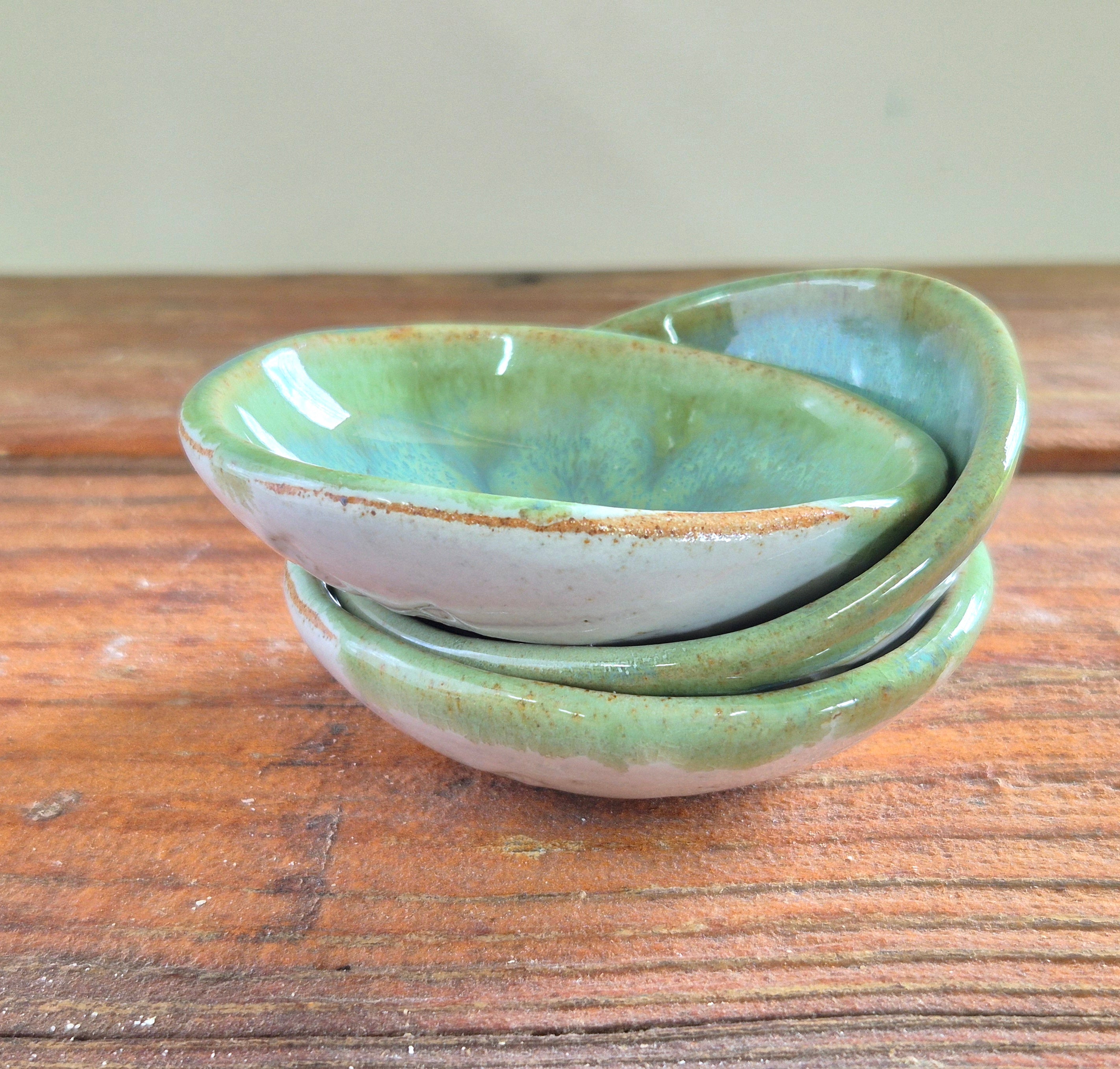 Small ceramic dish - blue - set of three