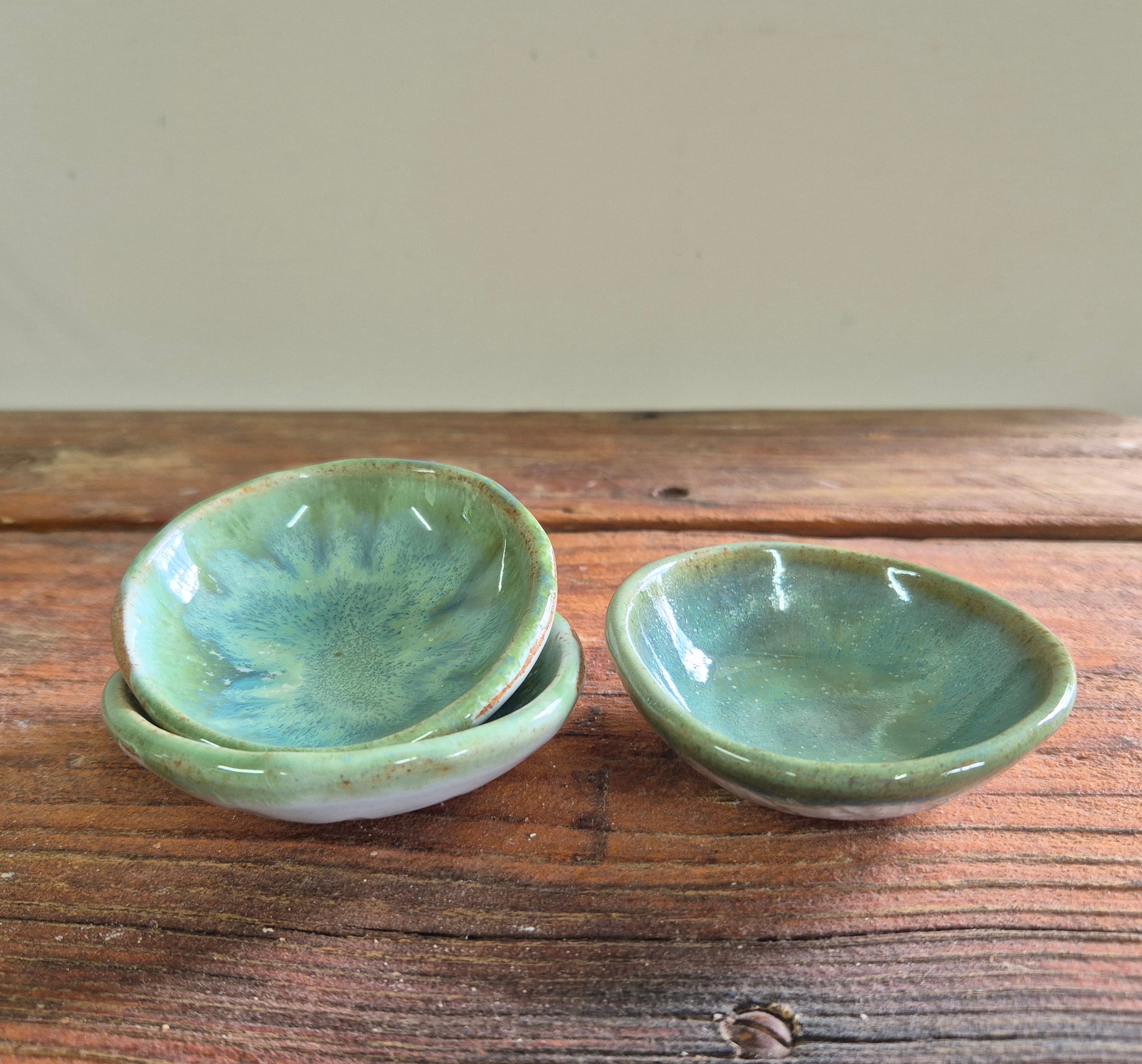 Small ceramic dish - blue - set of three