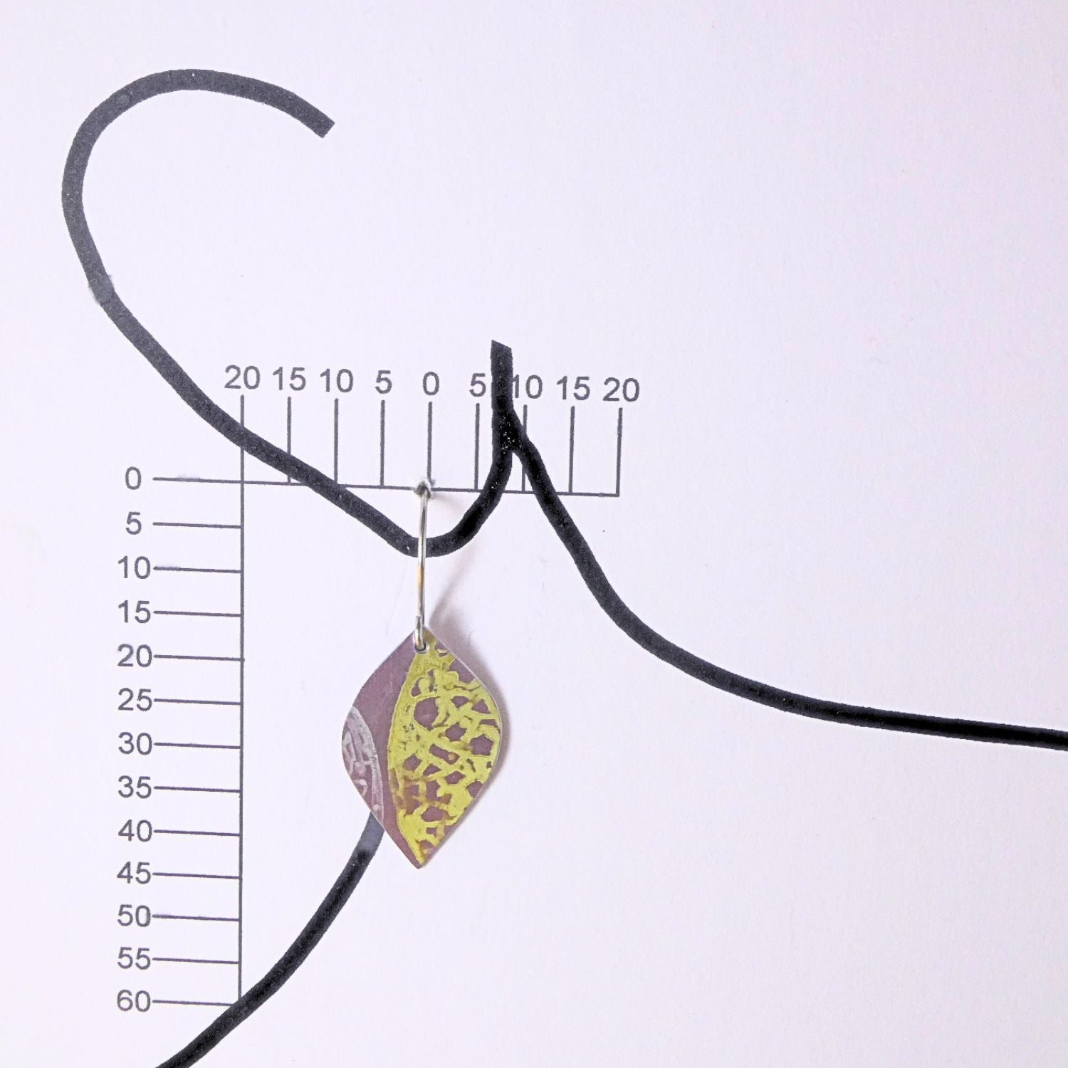 Anodised aluminium earrings hand printed Lemon Lace Collection