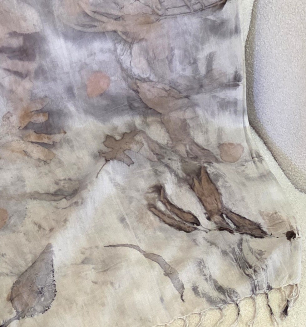 The Ivory - Fine Voile Cotton Ecoprint Scarf/Wrap