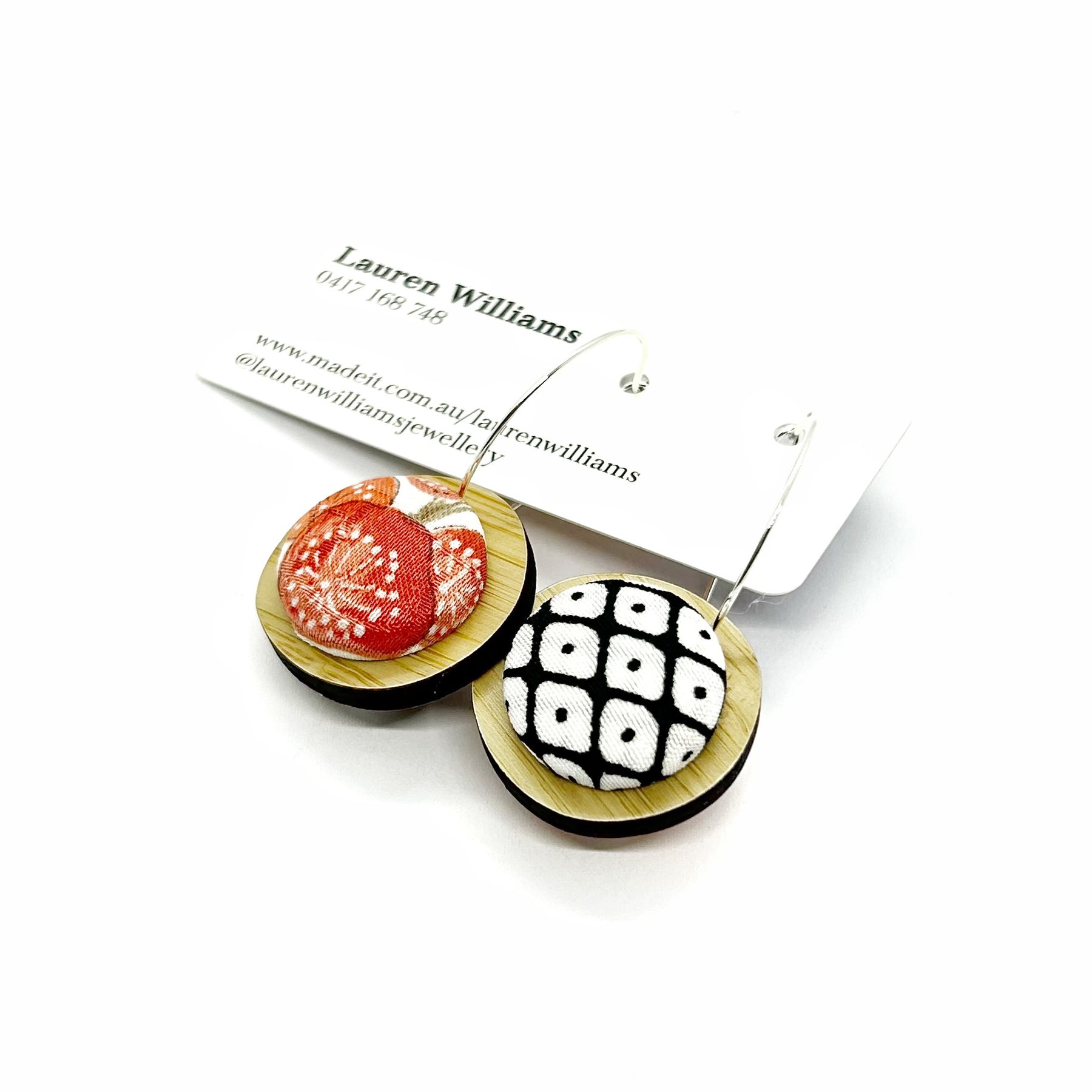 Double Sided Pebble Earrings - Red