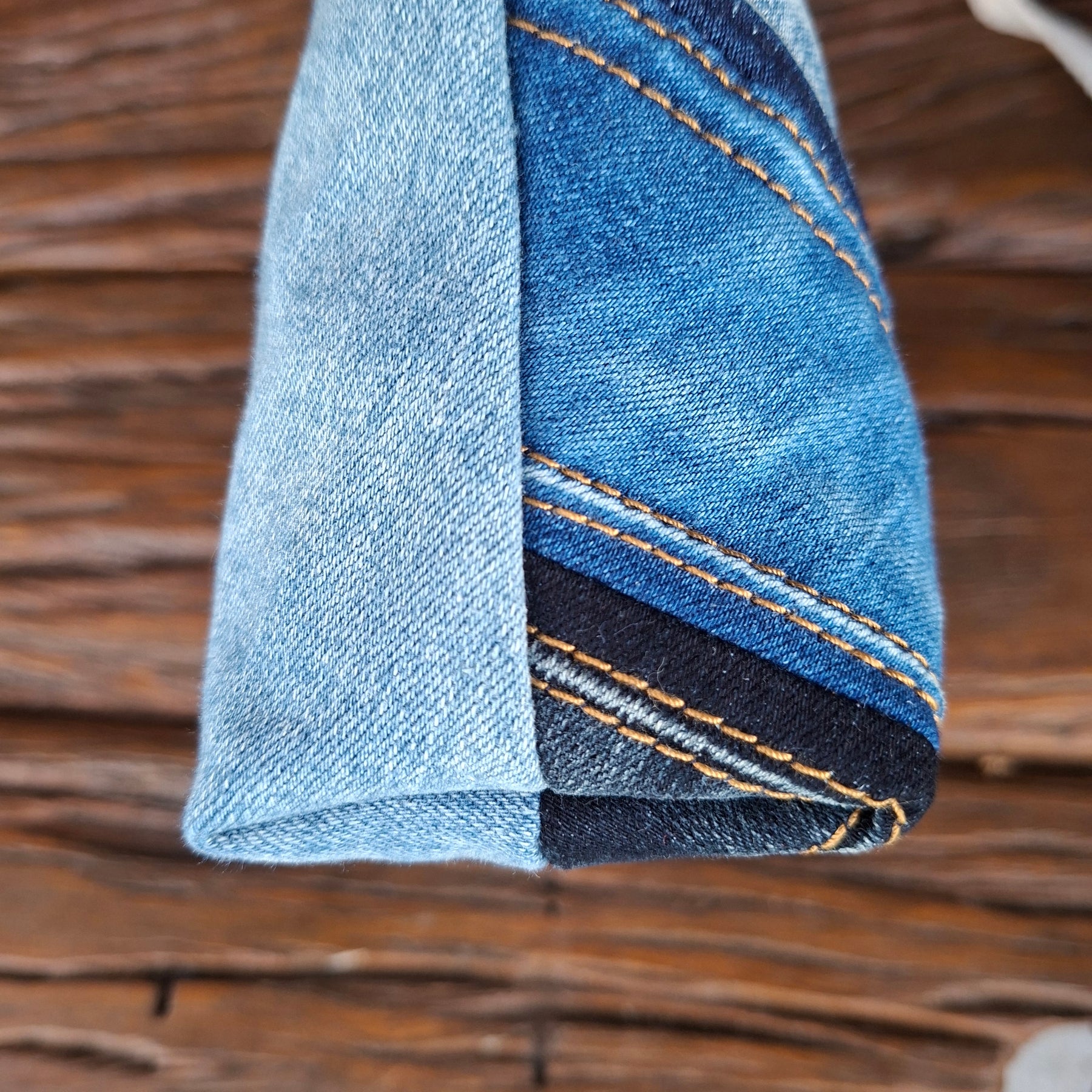 Recycled Diagonal Waistband Denim Travel Pouch of Pencil Case