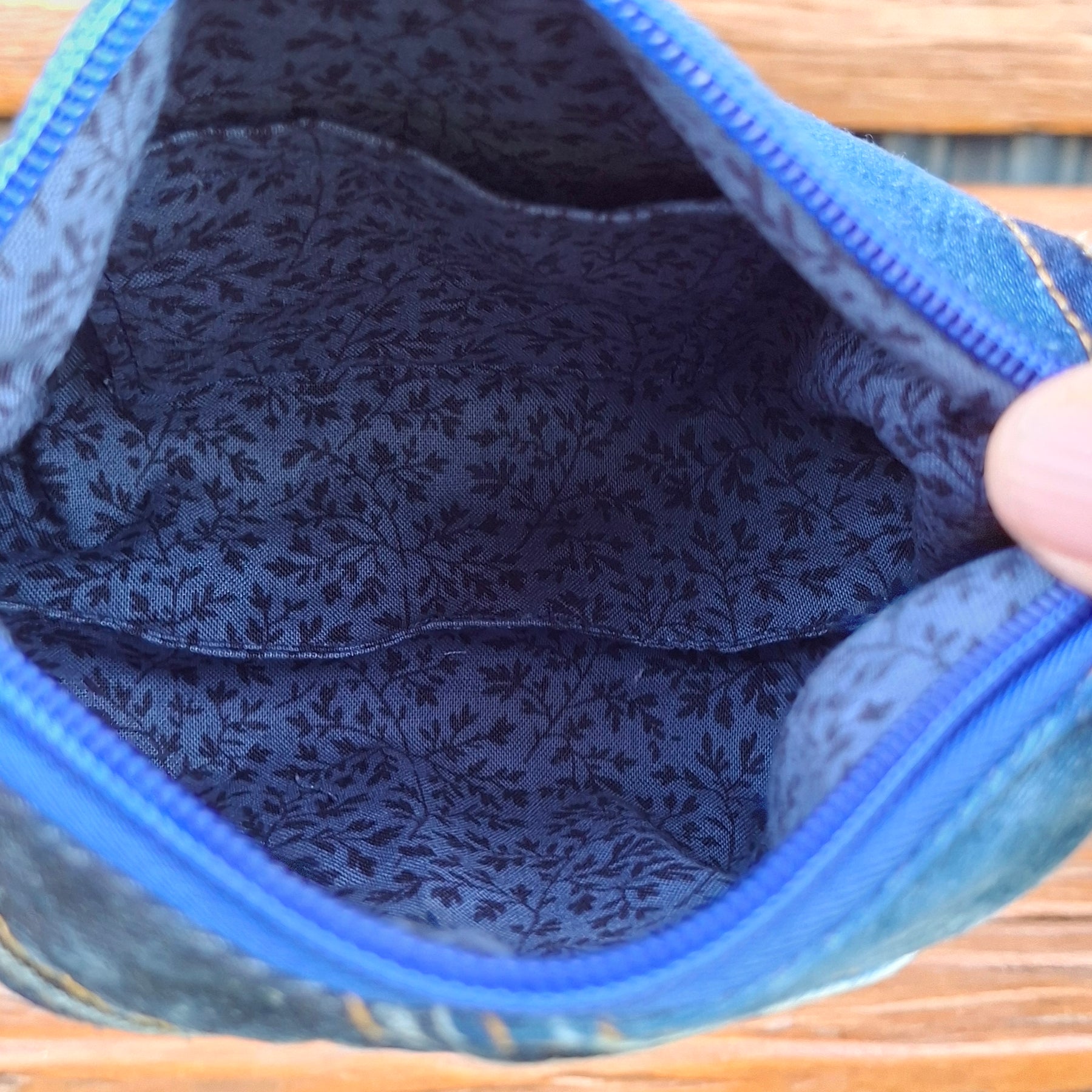 Recycled Diagonal Waistband Denim Travel Pouch of Pencil Case