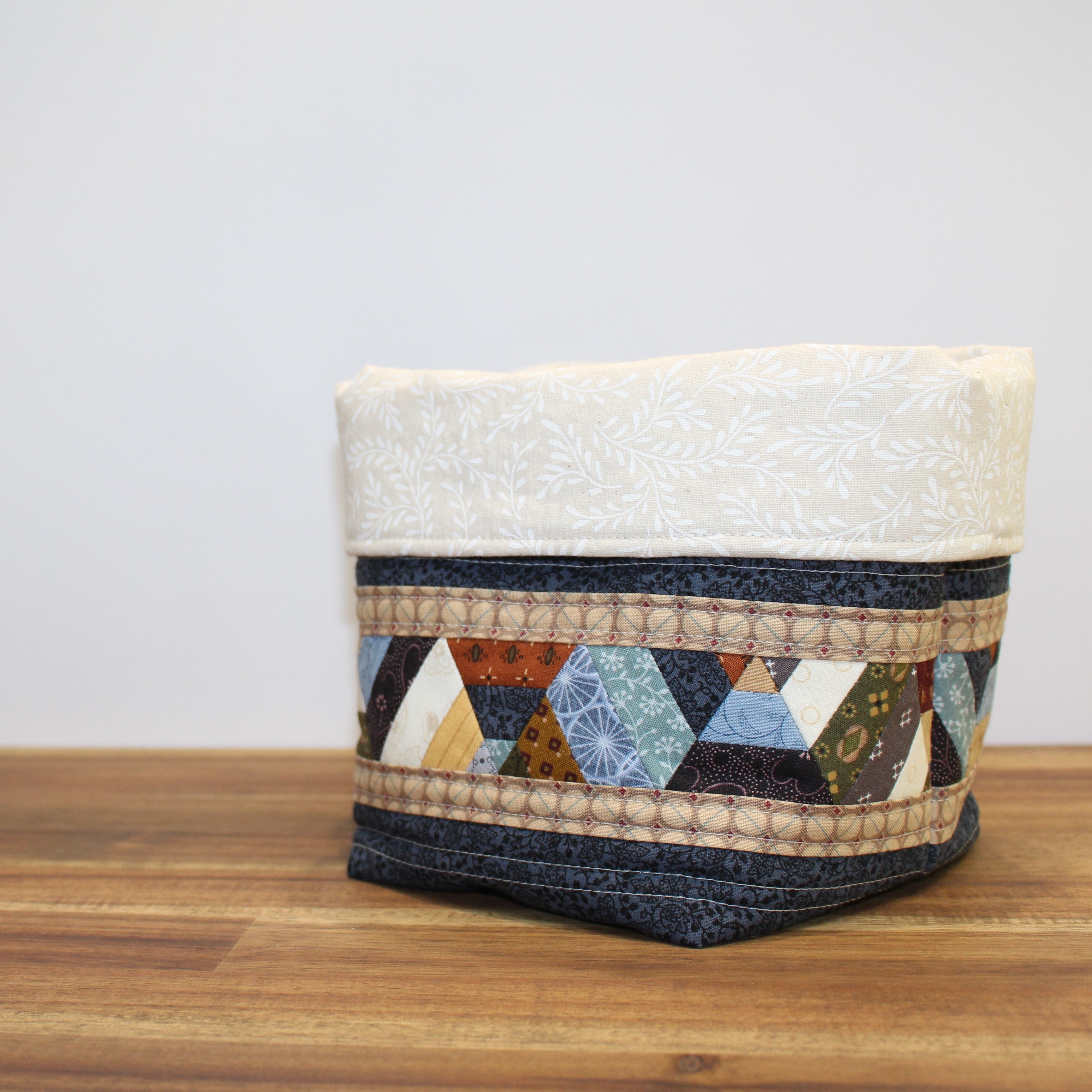 Patchwork Quilted Fabric Basket Bucket Organiser