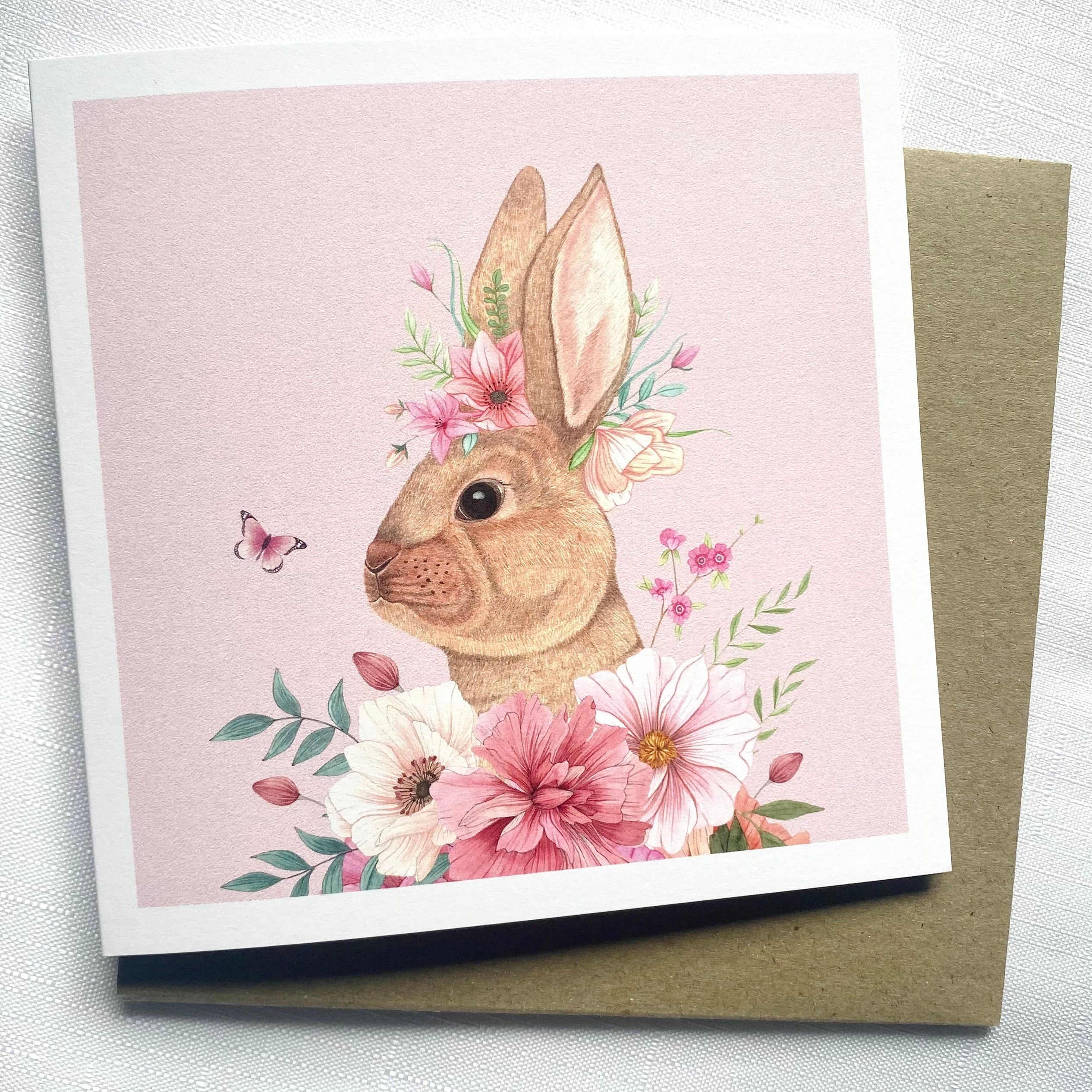Floral Bunny Greetings Card