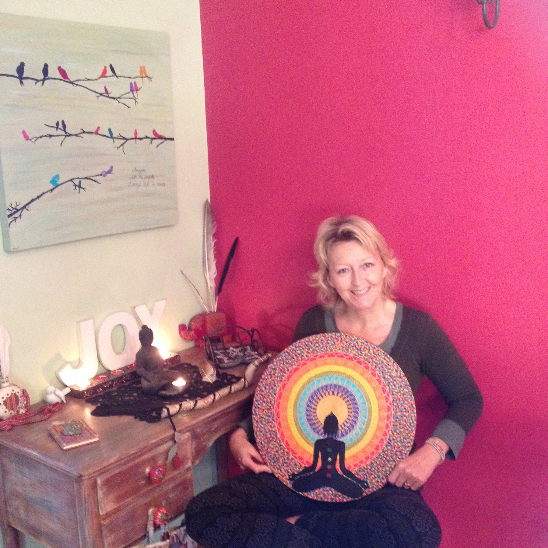 Painting - "Mandala of Abundance" (Acrylic on round board) Original