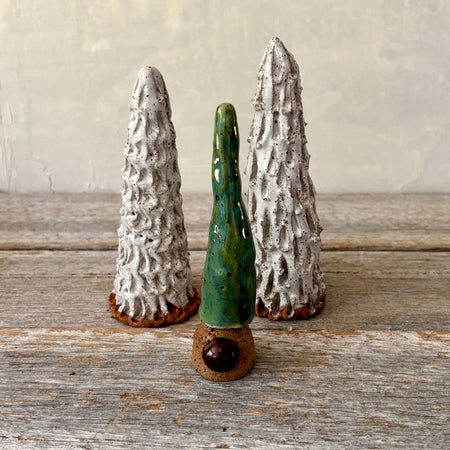 Ceramic Christmas Gnome and Trees Decoration Set