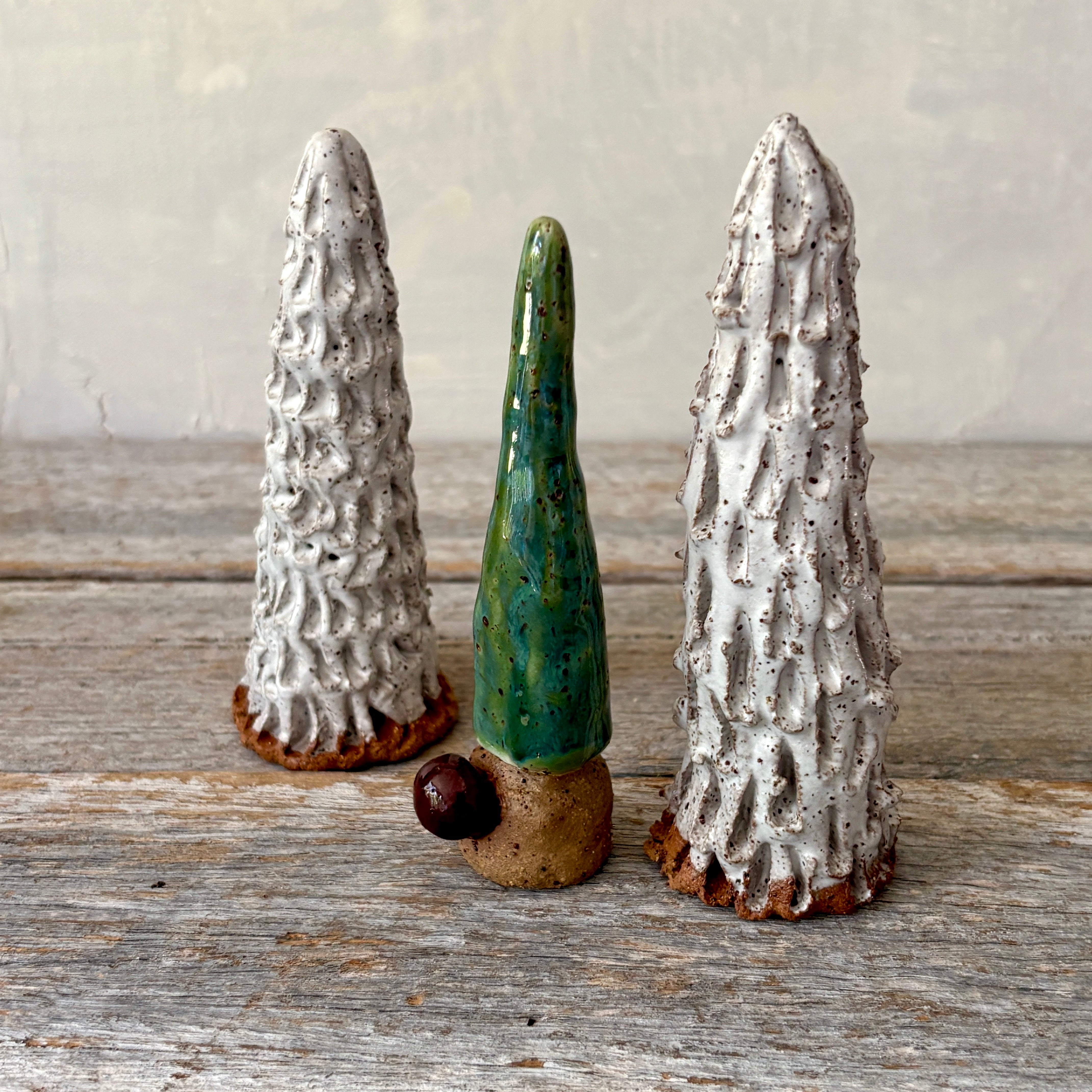 Ceramic Christmas Gnome and Trees Decoration Set
