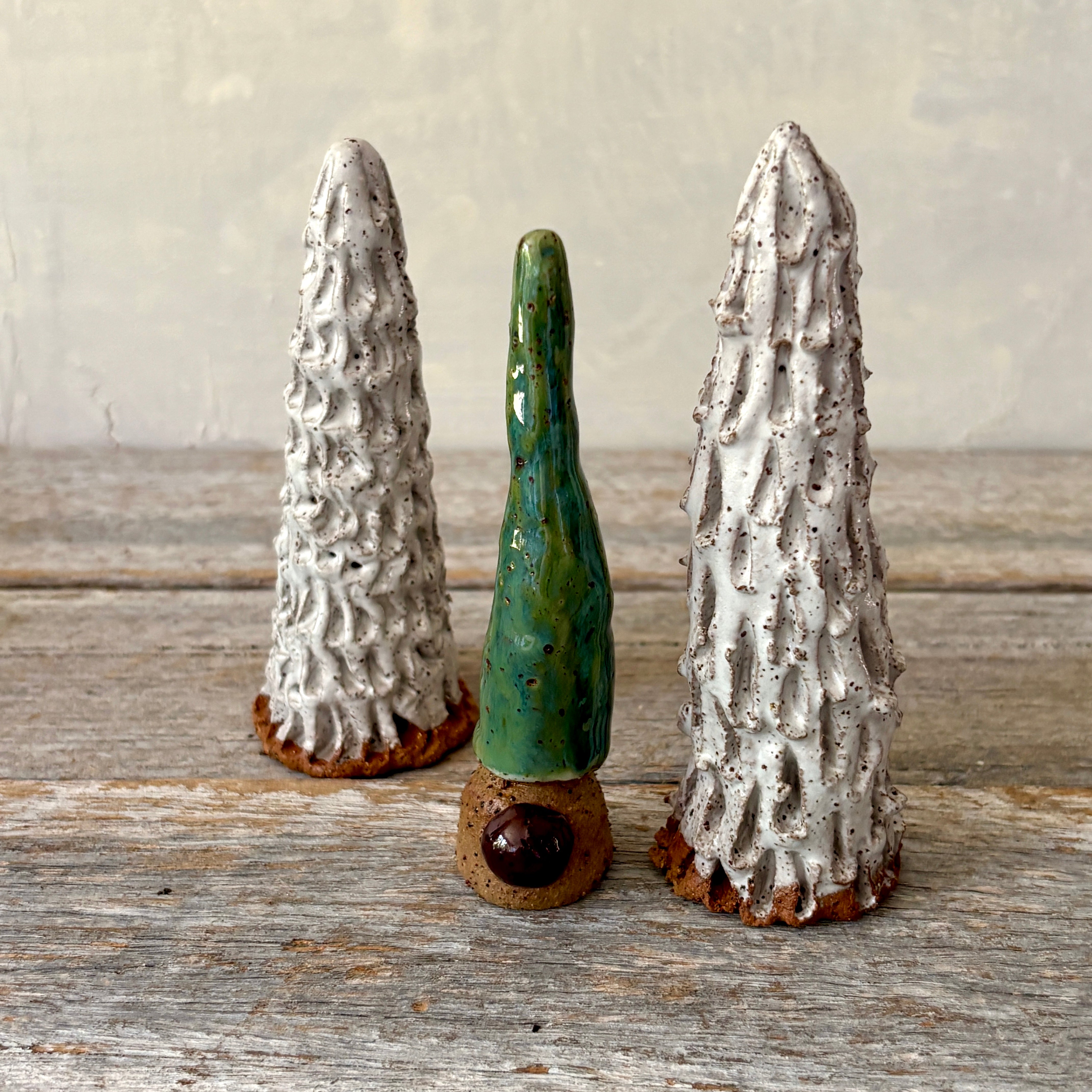 Ceramic Christmas Gnome and Trees Decoration Set