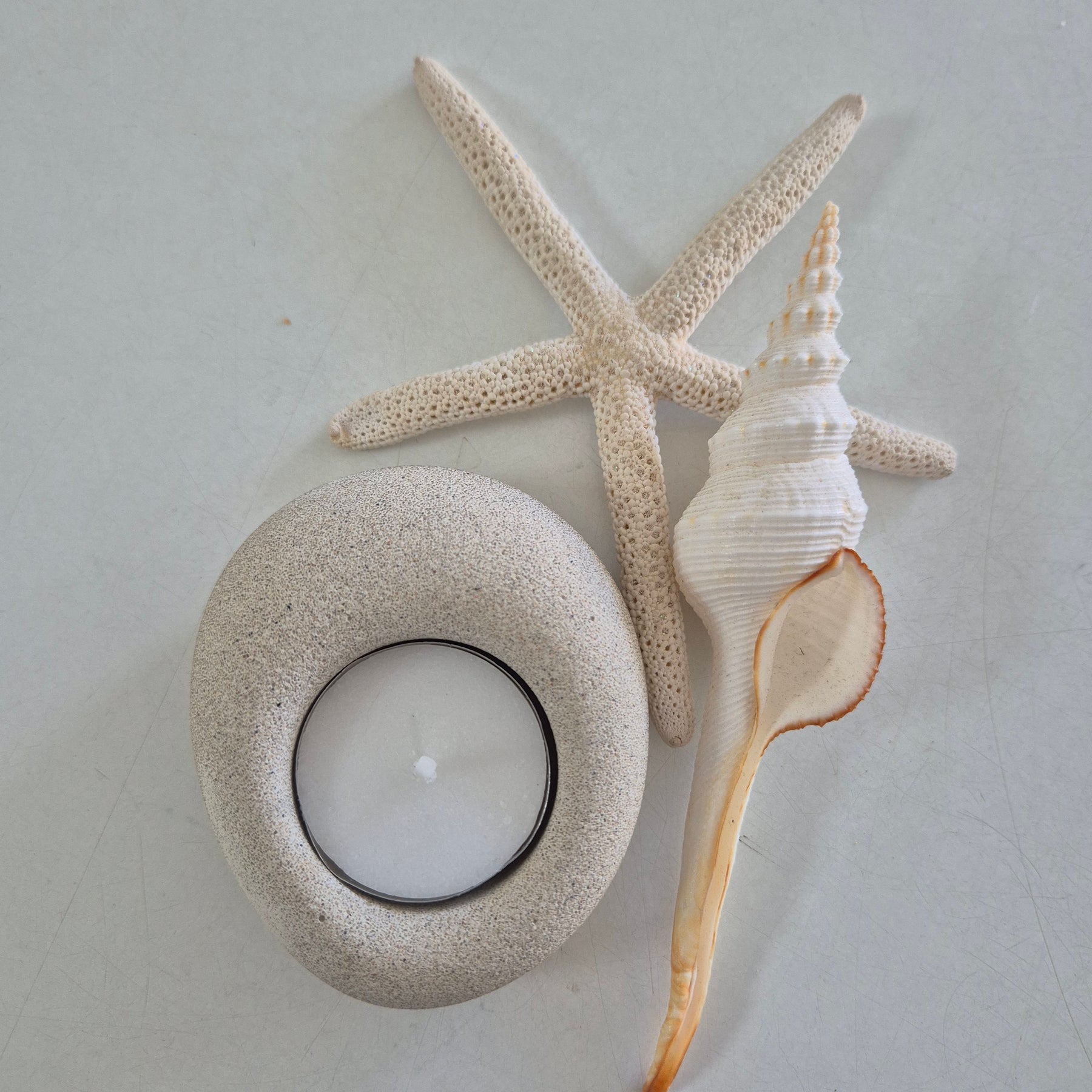 Eco-stone pebble shaped tealight candle holder