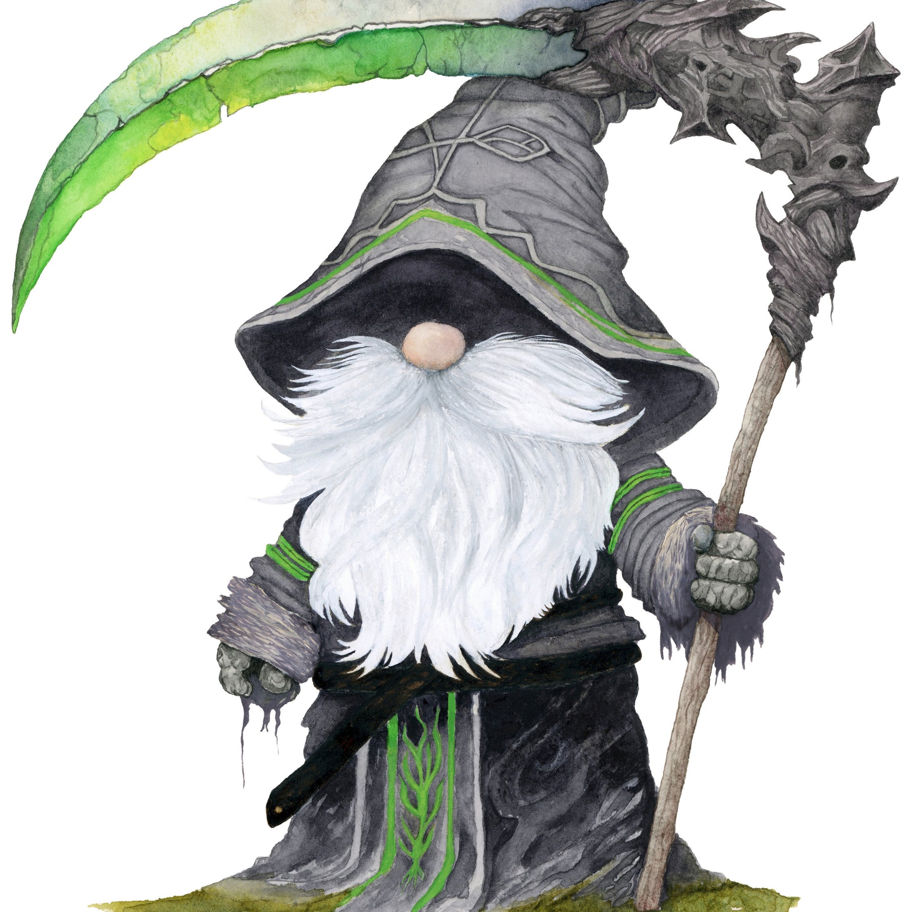 TOXIC REAPER GNOME ARCHIVAL PRINTS AND CARD - TANGLED ROSE ART