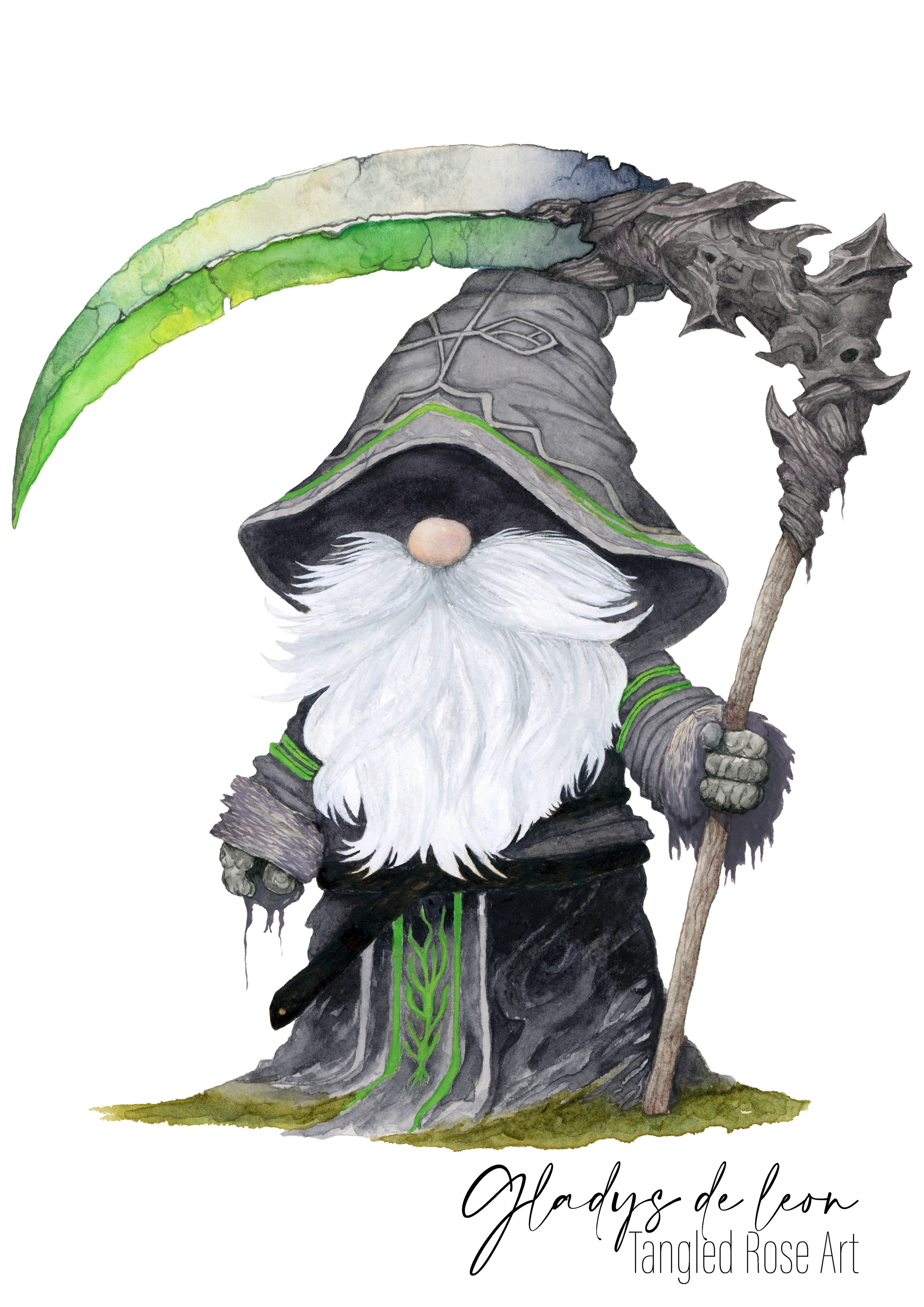TOXIC REAPER GNOME ARCHIVAL PRINTS AND CARD - TANGLED ROSE ART