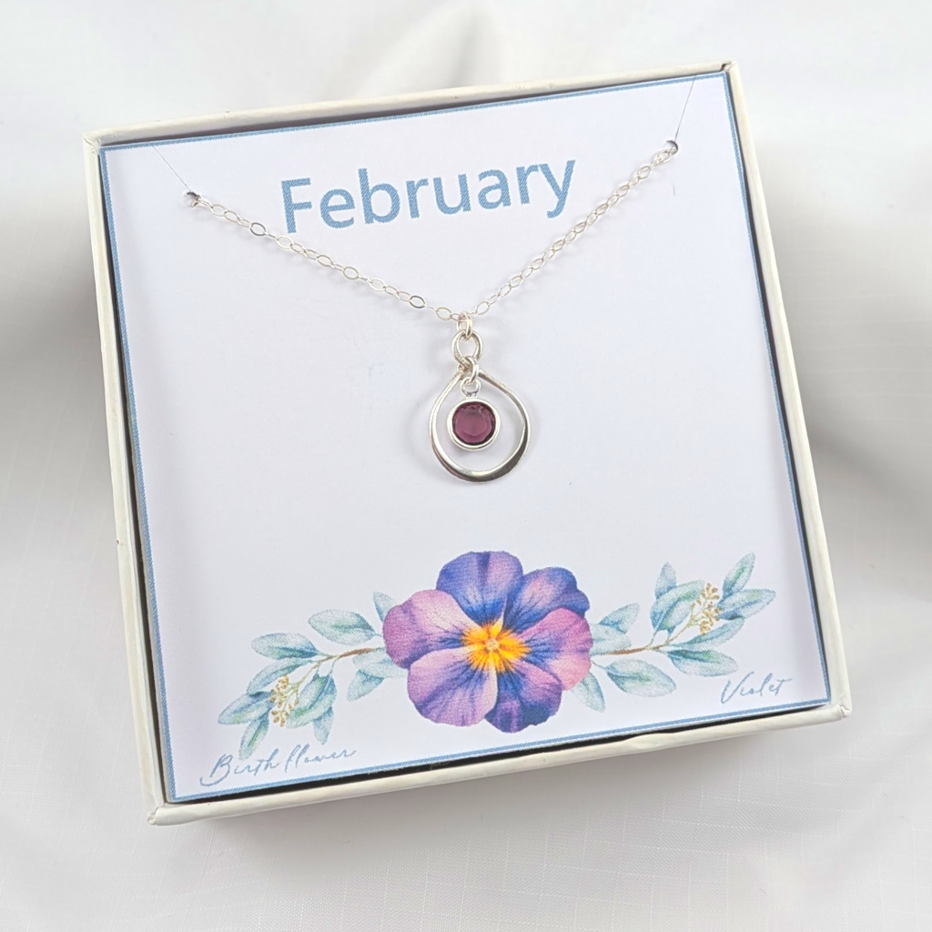 Birthstone Sterling Silver Necklace Choose Your Birth Month