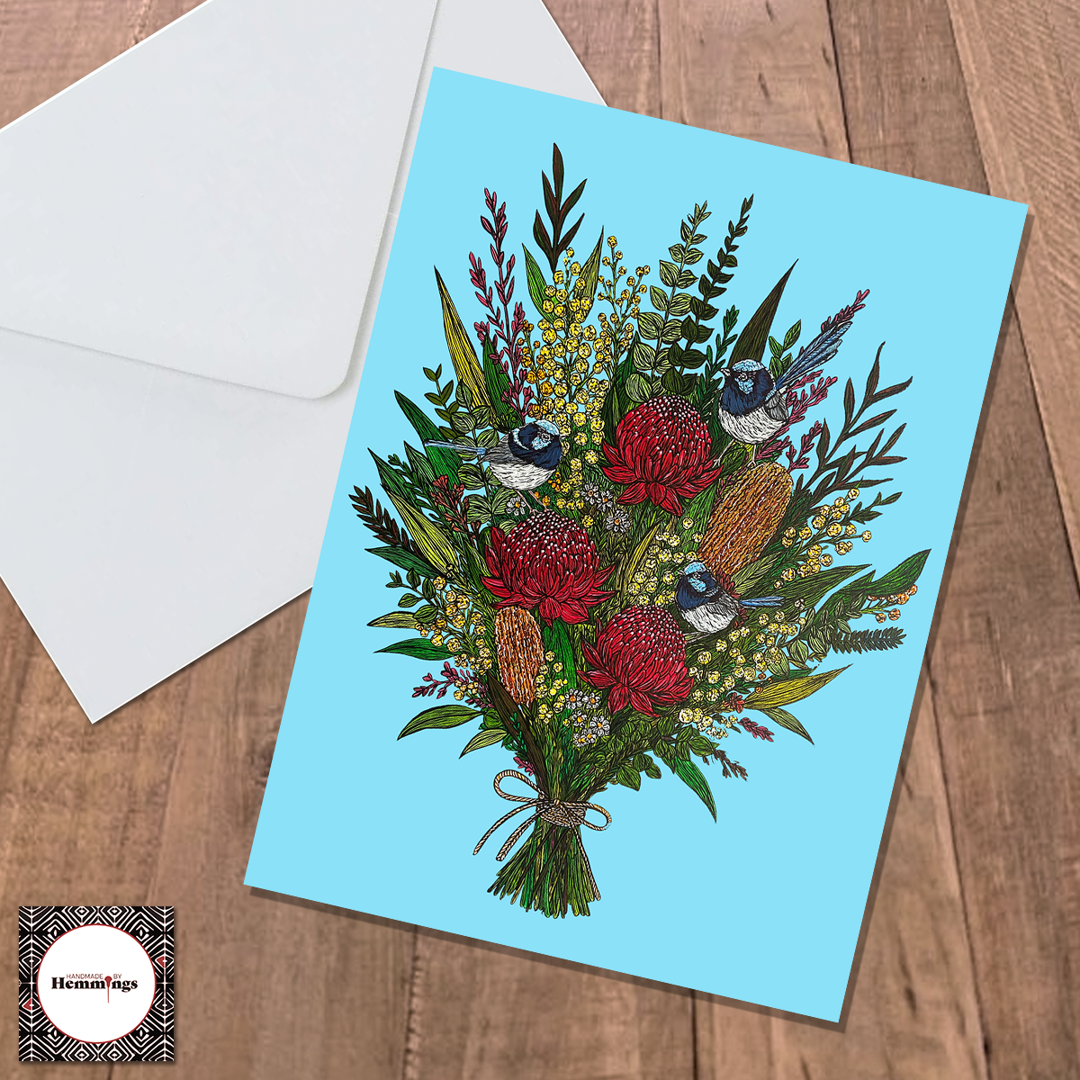 Bundle 4 Wildflowers and Fairy Wrens Greeting Cards with Envelopes