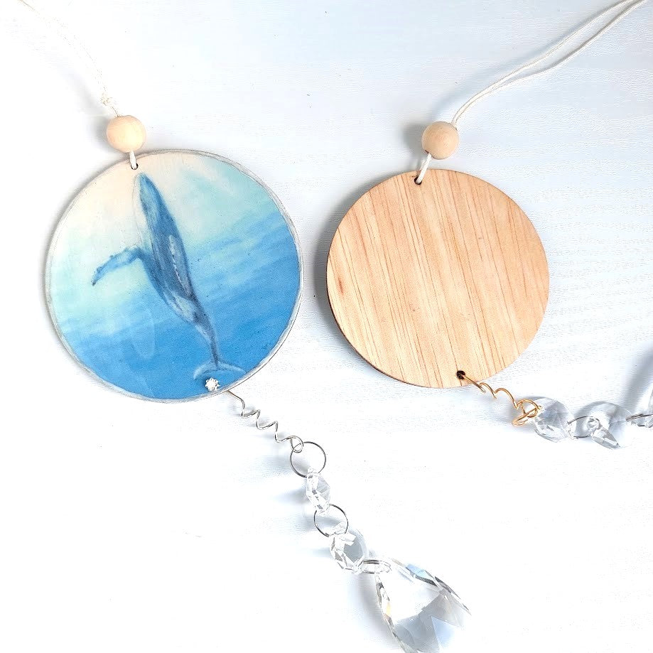 Humpback Whale Art, Crystal Suncatcher, Wall Window Hanging