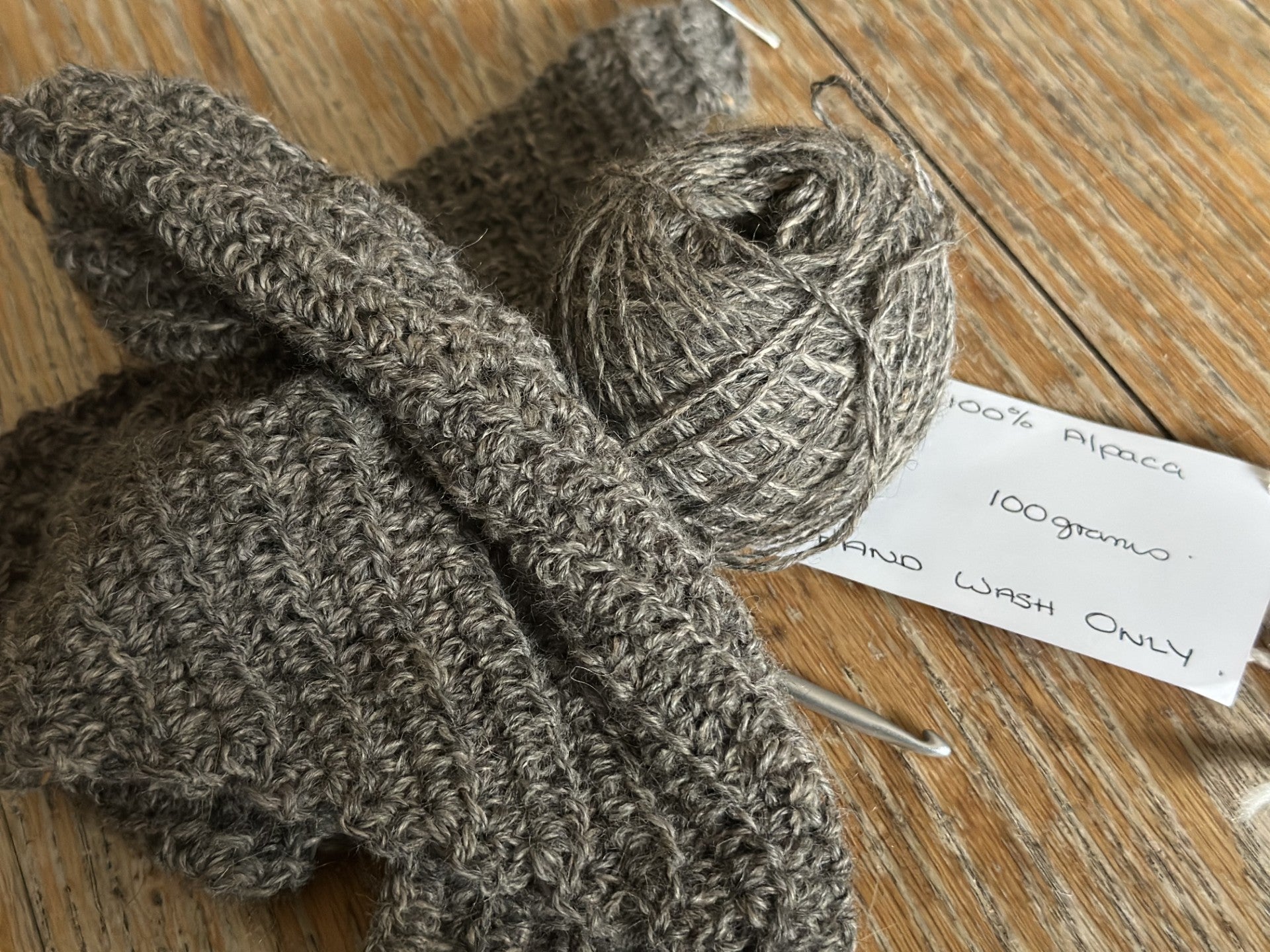 Australian Alpaca Ash Crocheted Scarf