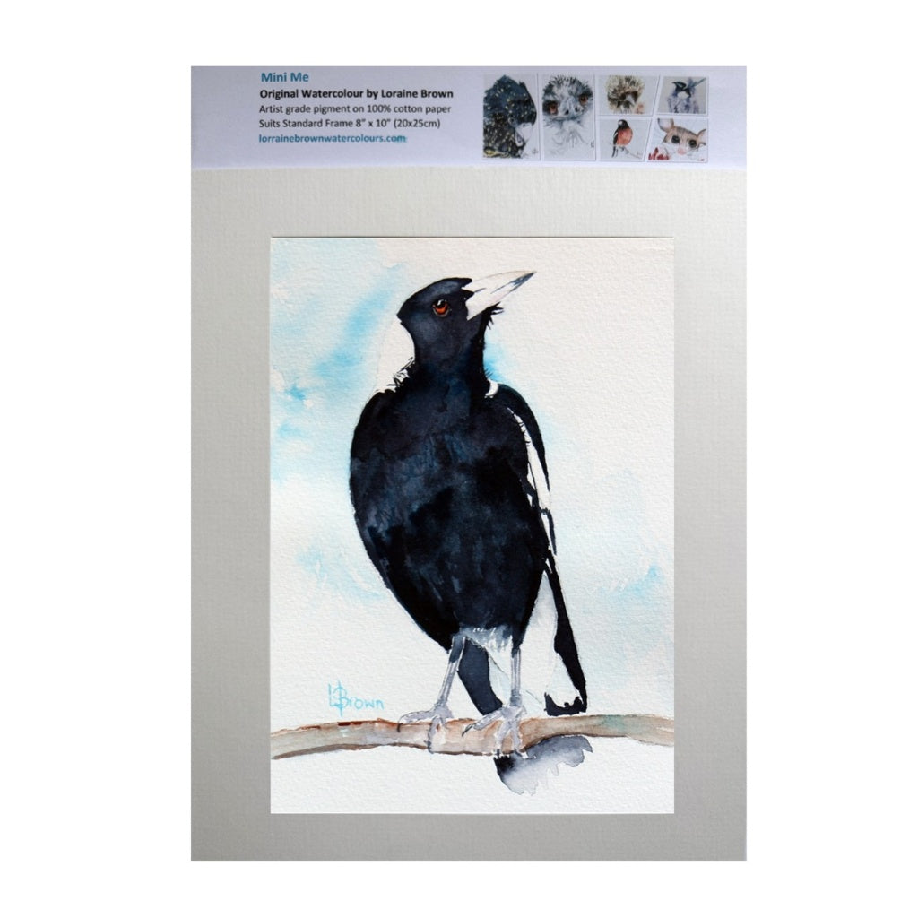 Mini Me #218 Magpie Original Watercolour Painting