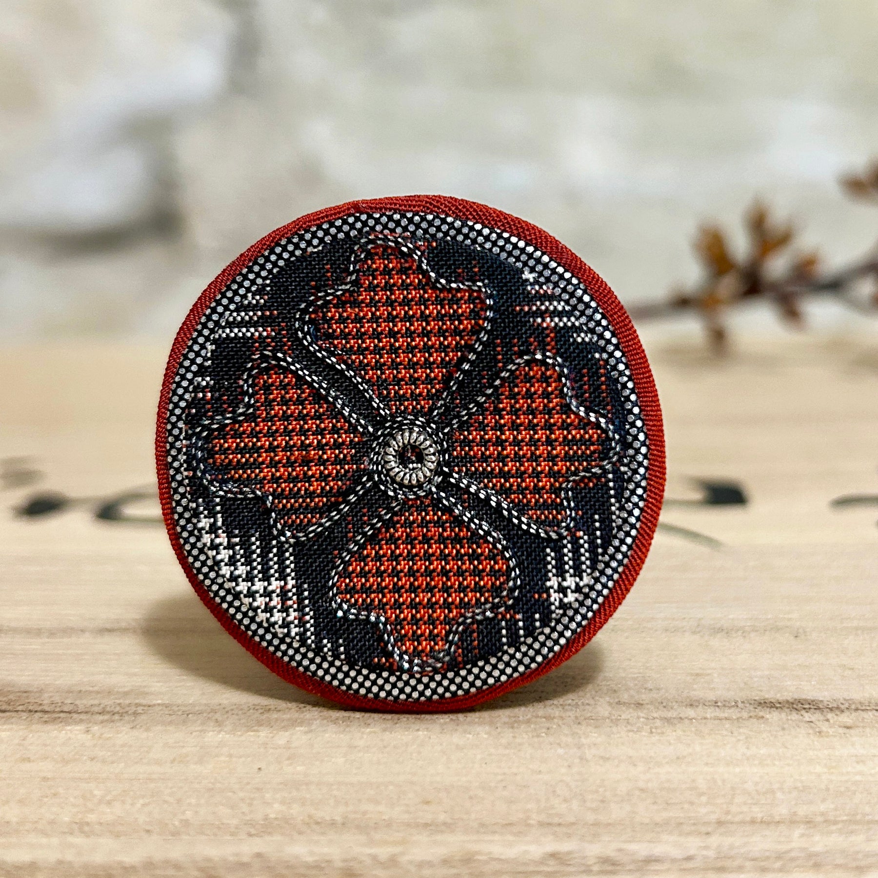 Brooch Floral Japanese Textile - BE-40