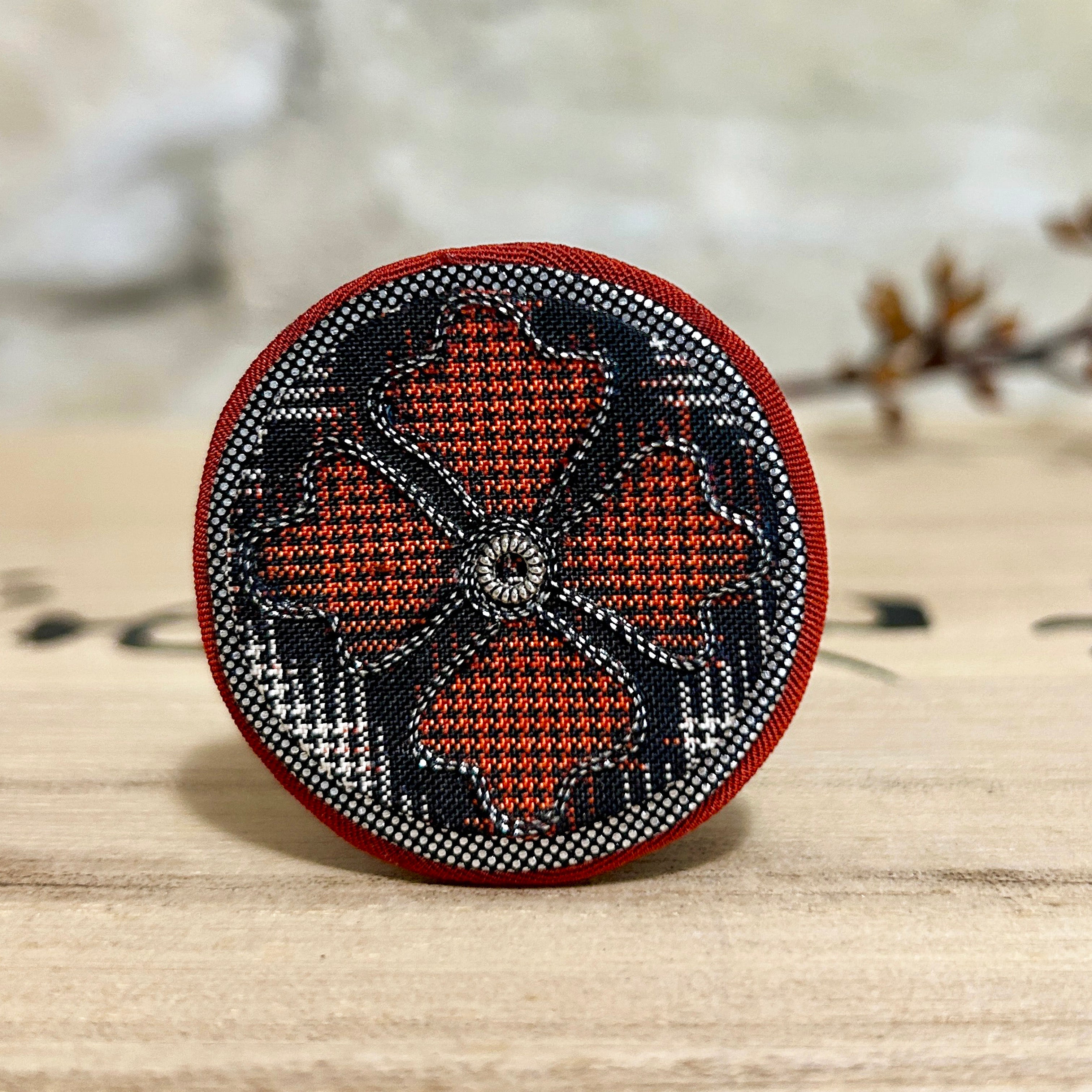 Brooch Floral Japanese Textile - BE-40