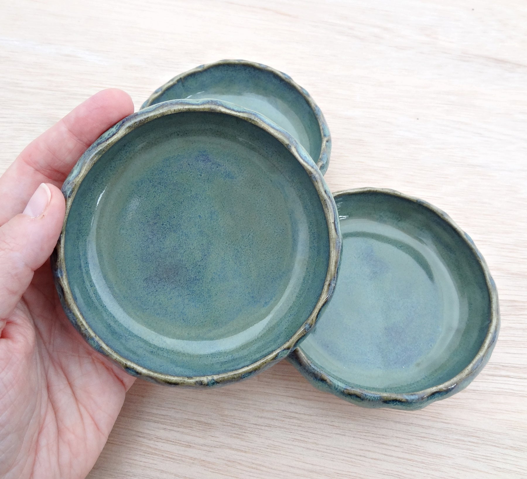 Handmade Ceramic Dipping Bowl Set of 3 – Rustic Sauce Dishes – Condiment, Tapas Bowls