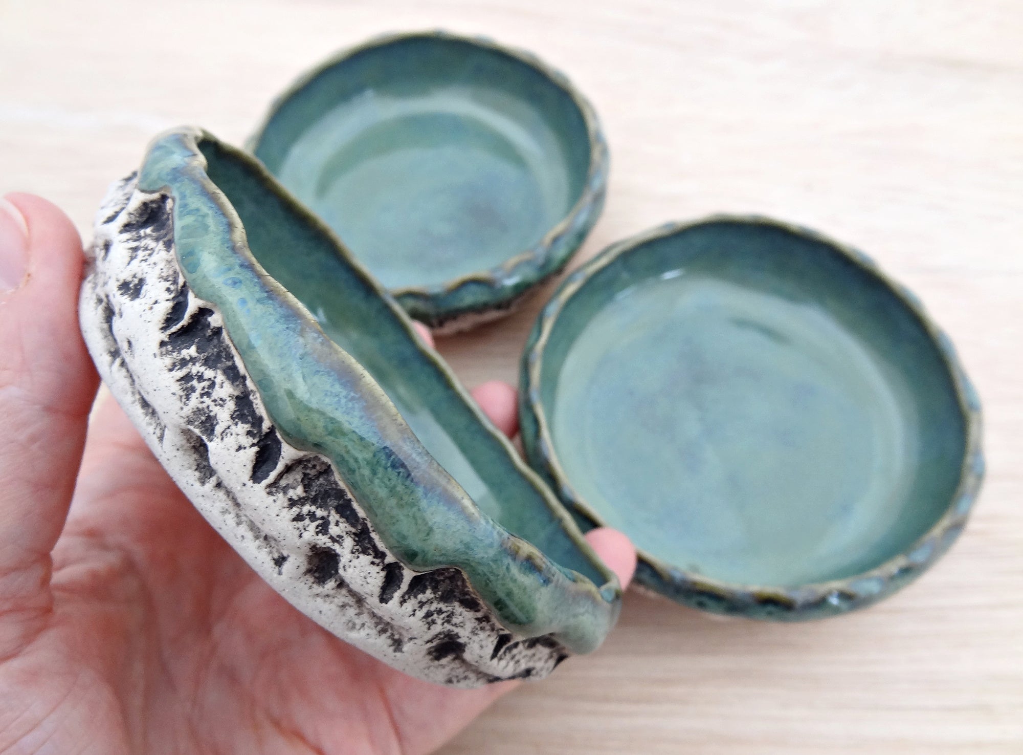 Handmade Ceramic Dipping Bowl Set of 3 – Rustic Sauce Dishes – Condiment, Tapas Bowls