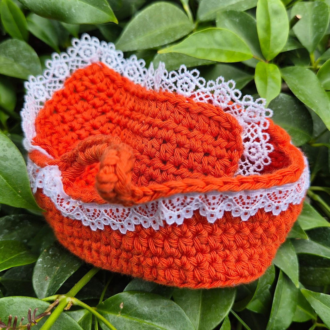 Handmade Crochet Dolls Bassinet & Blanket (Various Colours)