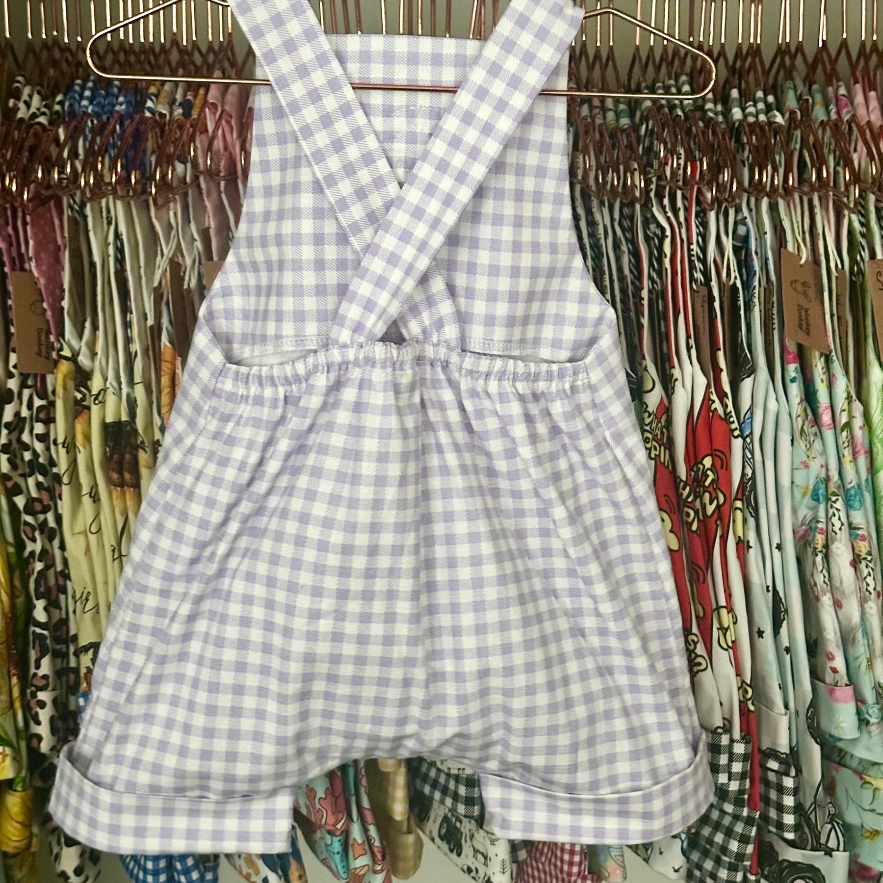 Lilac Gingham Handmade Overalls| Gingham Collection