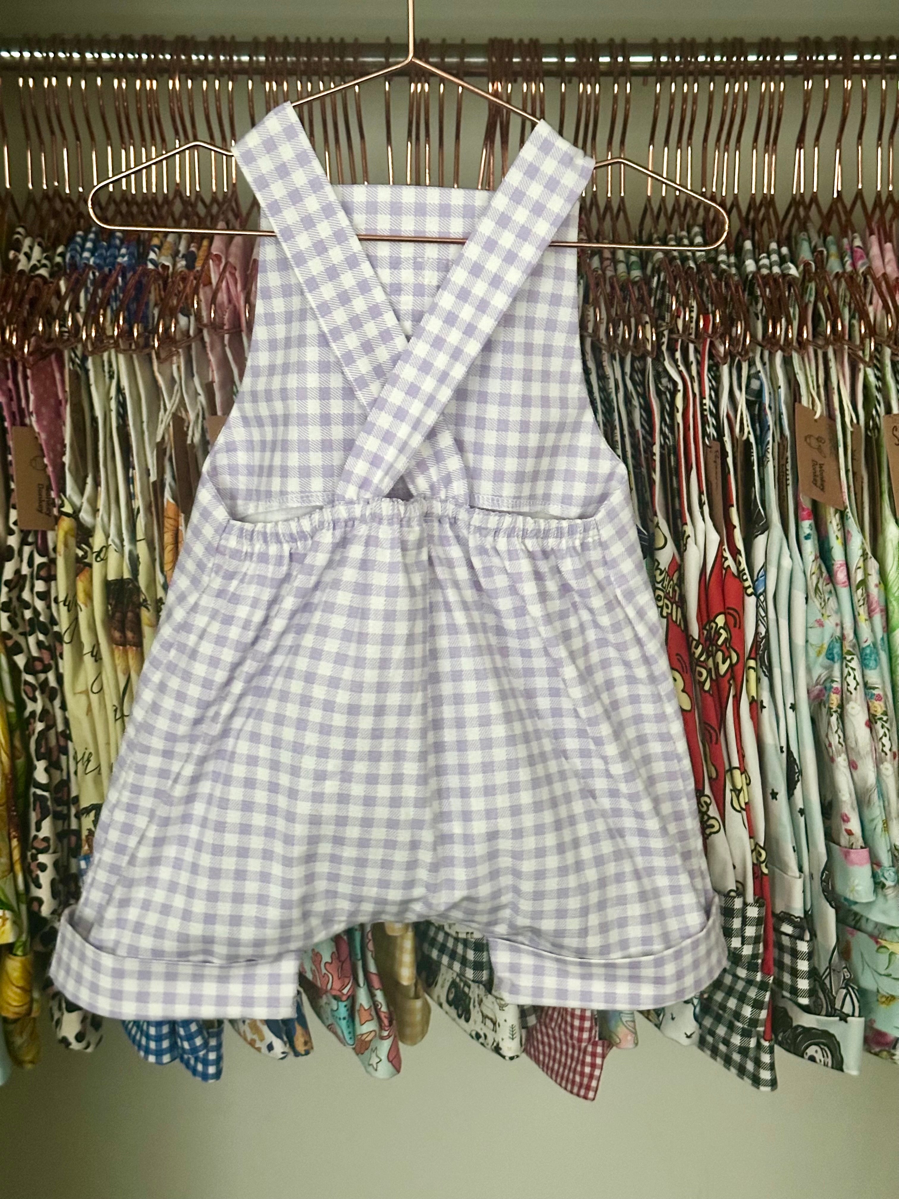 Lilac Gingham Handmade Overalls| Gingham Collection