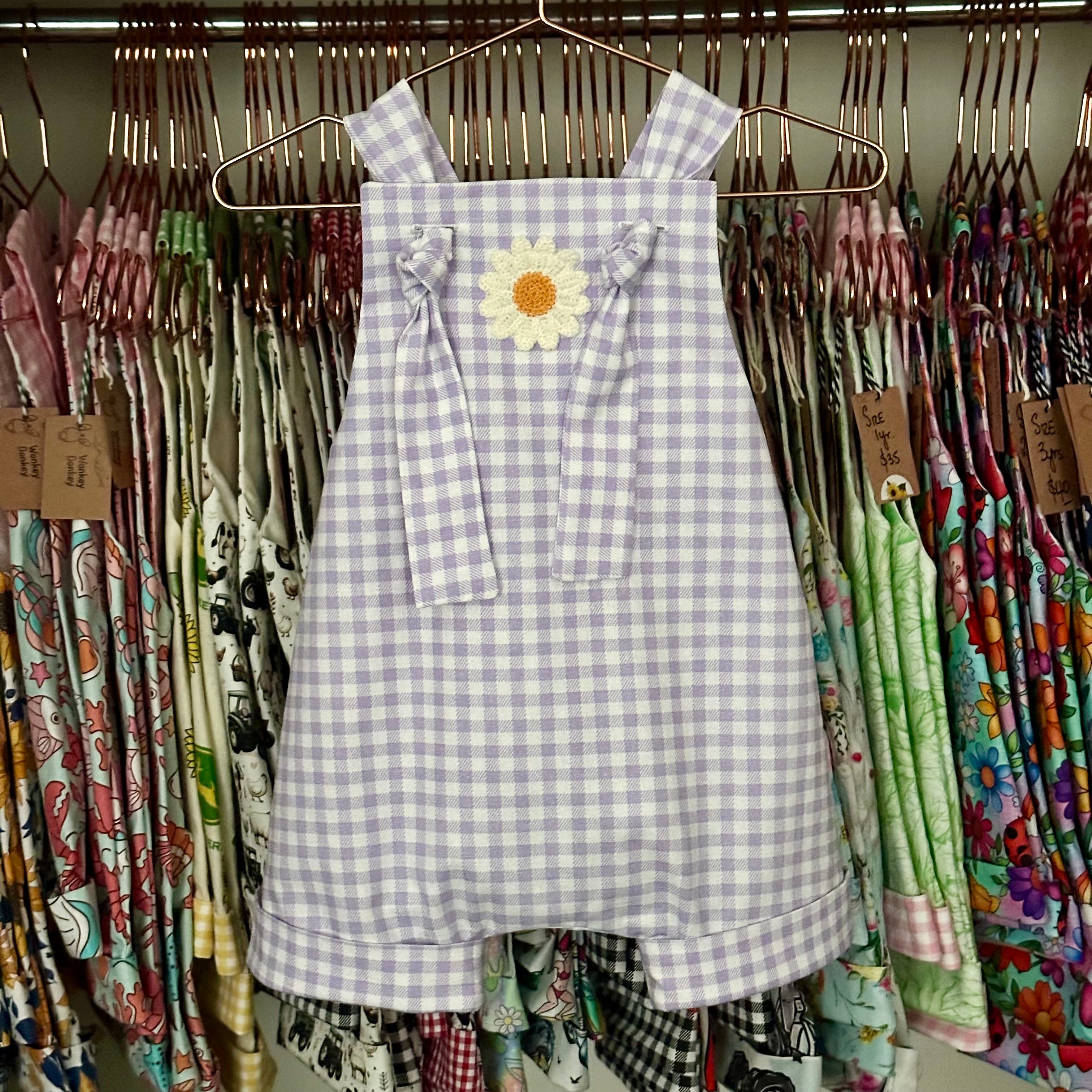 Lilac Gingham Handmade Overalls| Gingham Collection