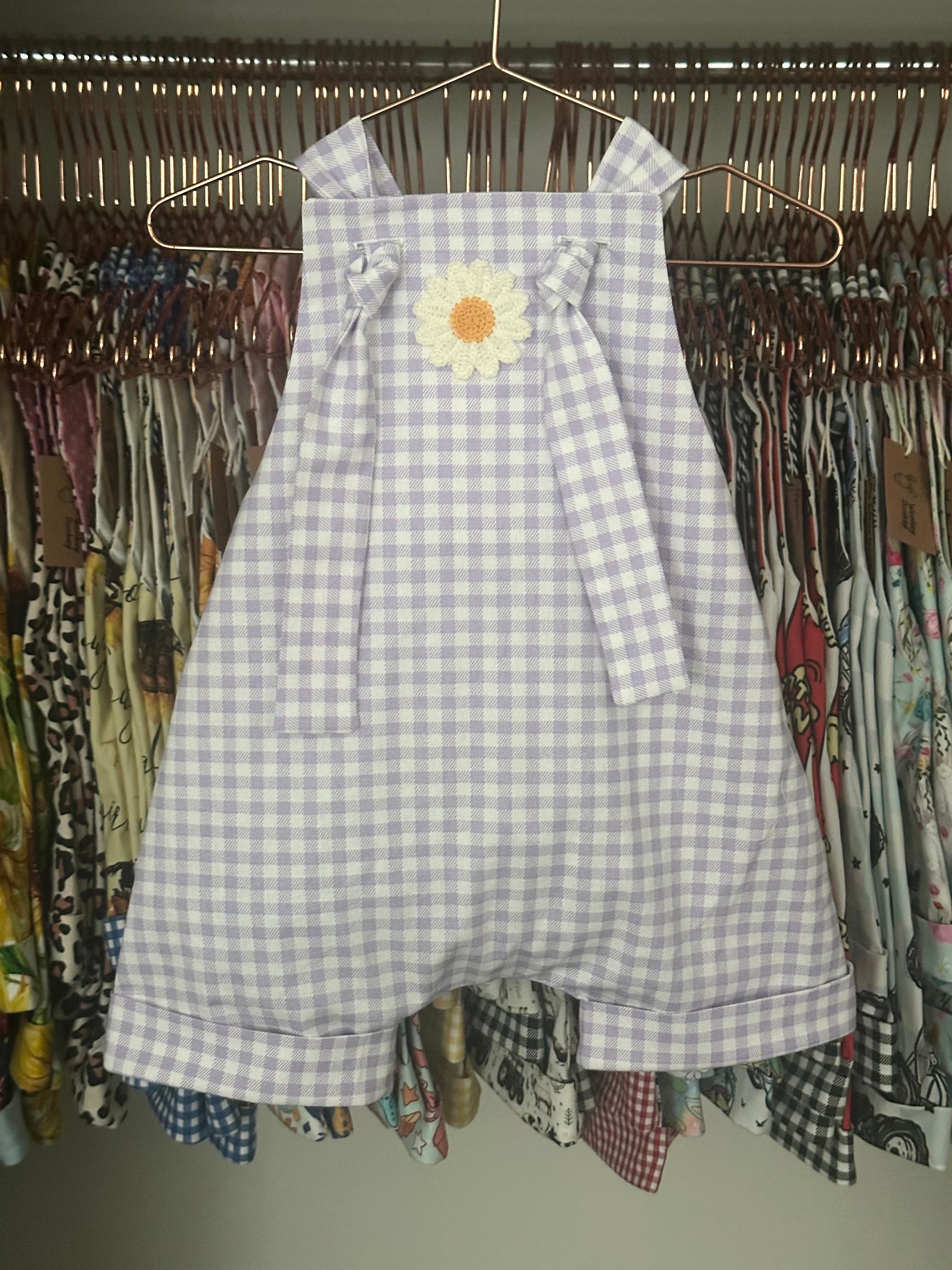 Lilac Gingham Handmade Overalls| Gingham Collection