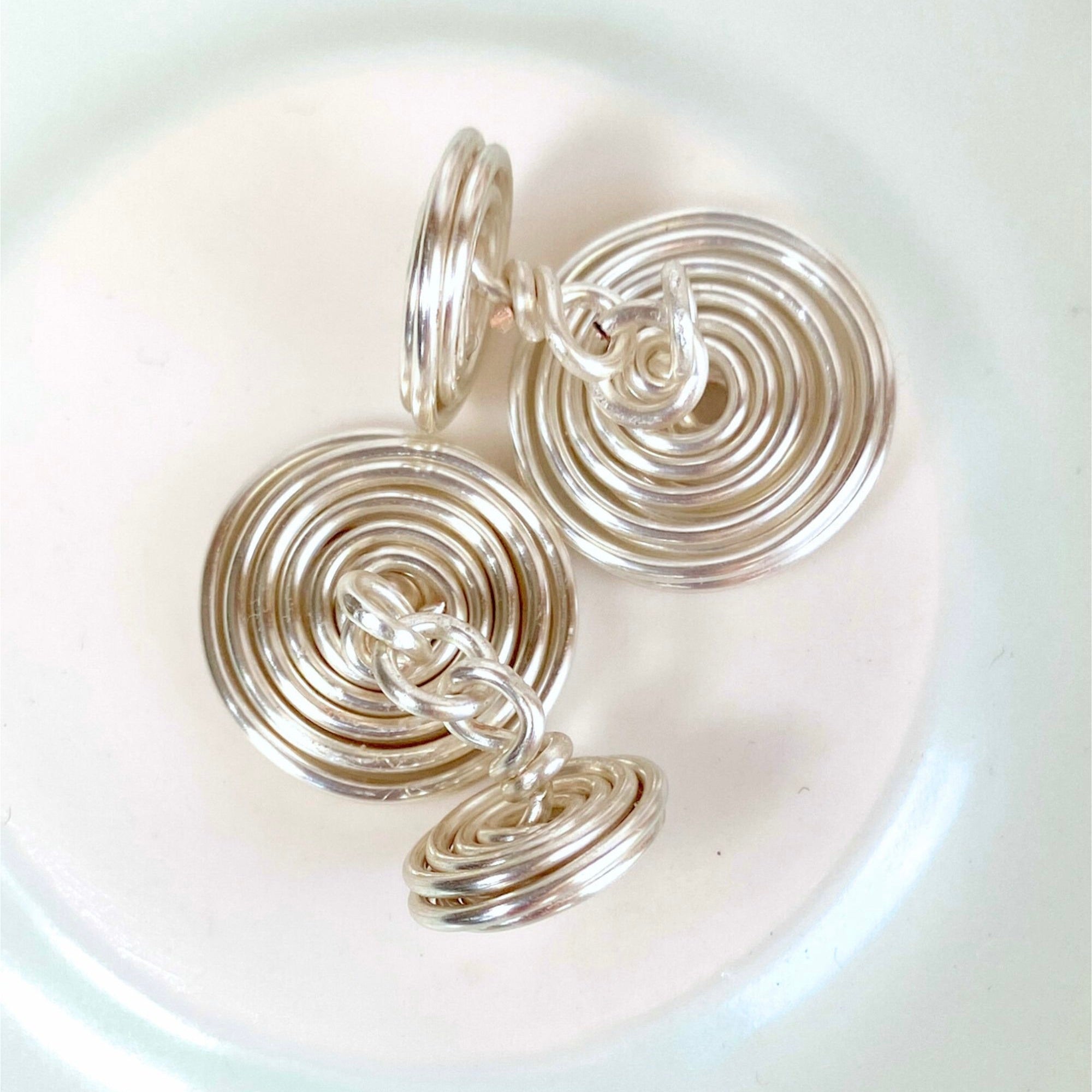 Spiral button cufflinks | Silver or Gold or Stainless Steel wire | Gift for Men, Groomsman | Celtic-inspired