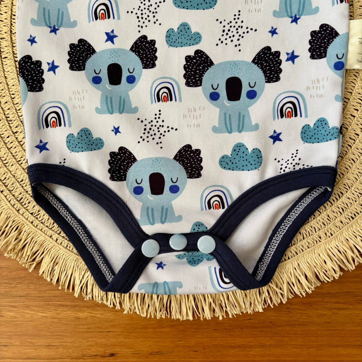 Baby Short Sleeved Bodysuit | Blue Koalas| Size premmie to 2 | Made to order