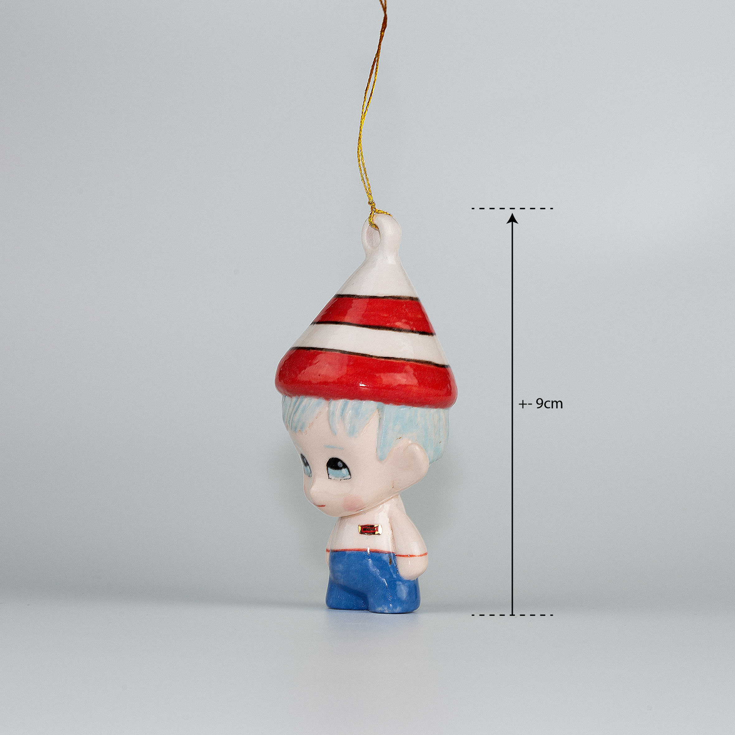 Handmade Porcelain Christmas ornament. One-of-a-kind. Christy, the Tinker Elf.