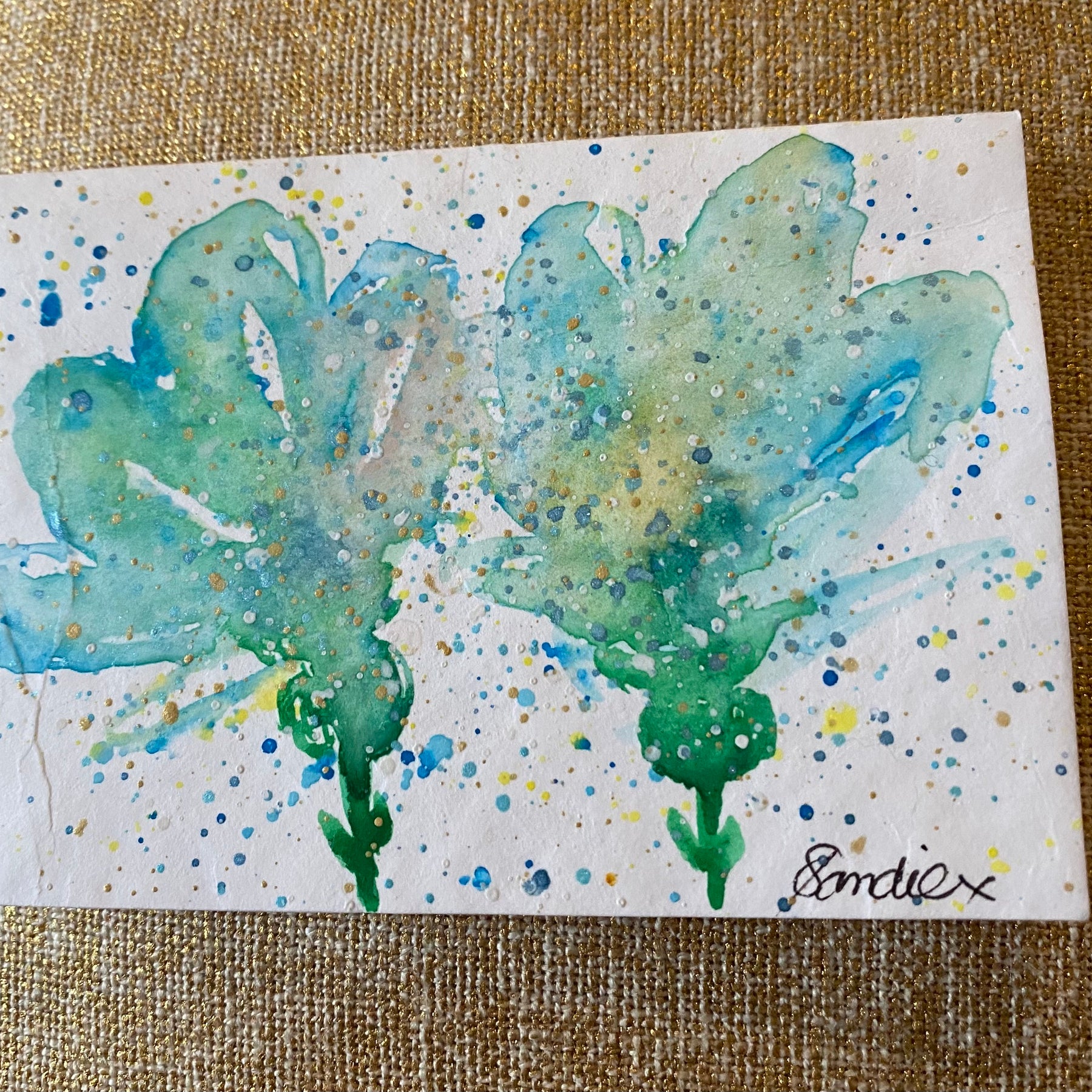 Two Unique Hand Painted Watercolour Cards | Handmade Unique Blank Flower Cards