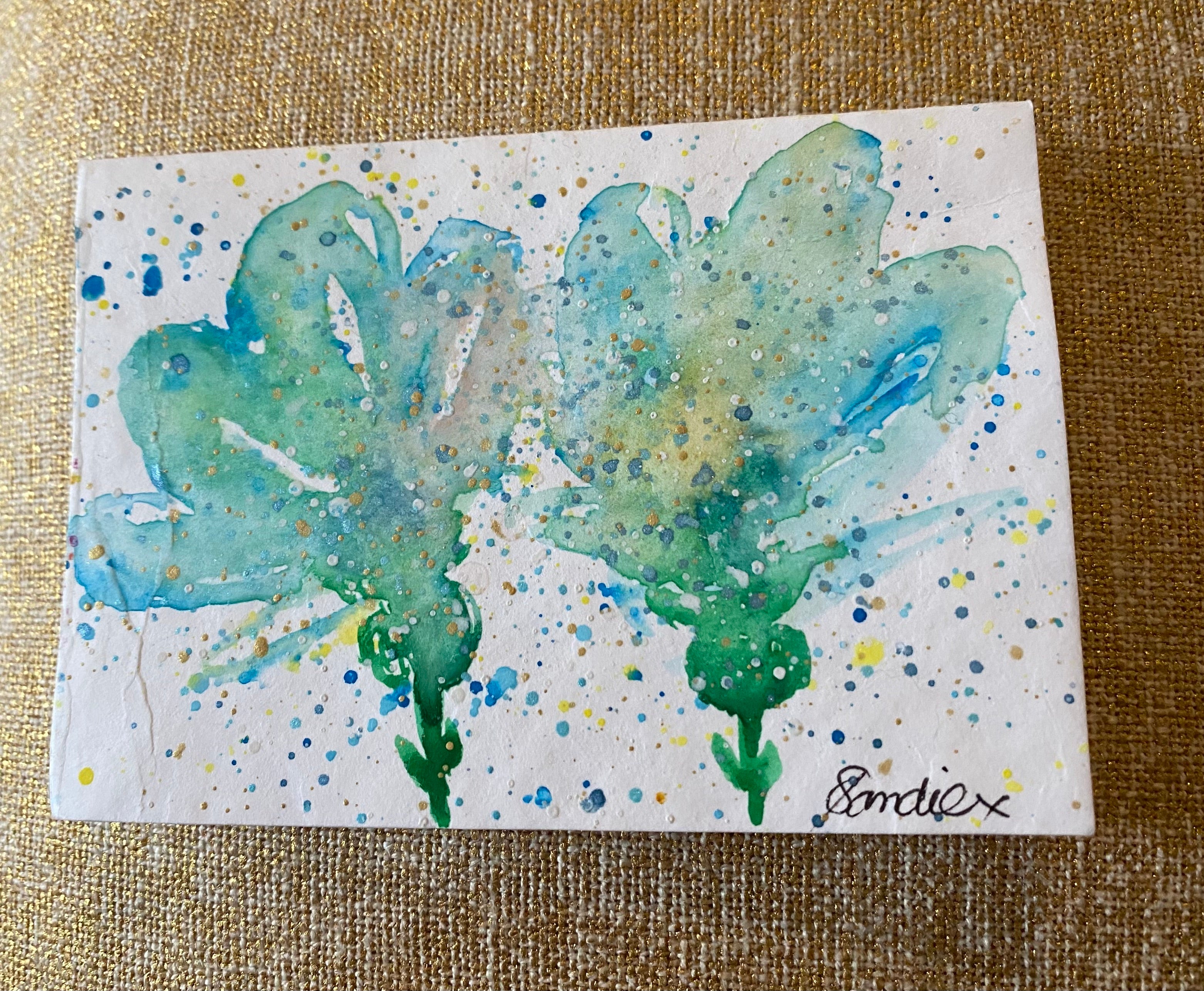 Two Unique Hand Painted Watercolour Cards | Handmade Unique Blank Flower Cards