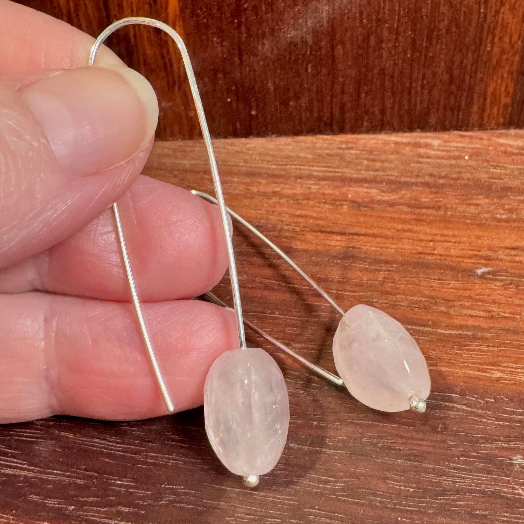 Tam- faceted rose quartz earrings