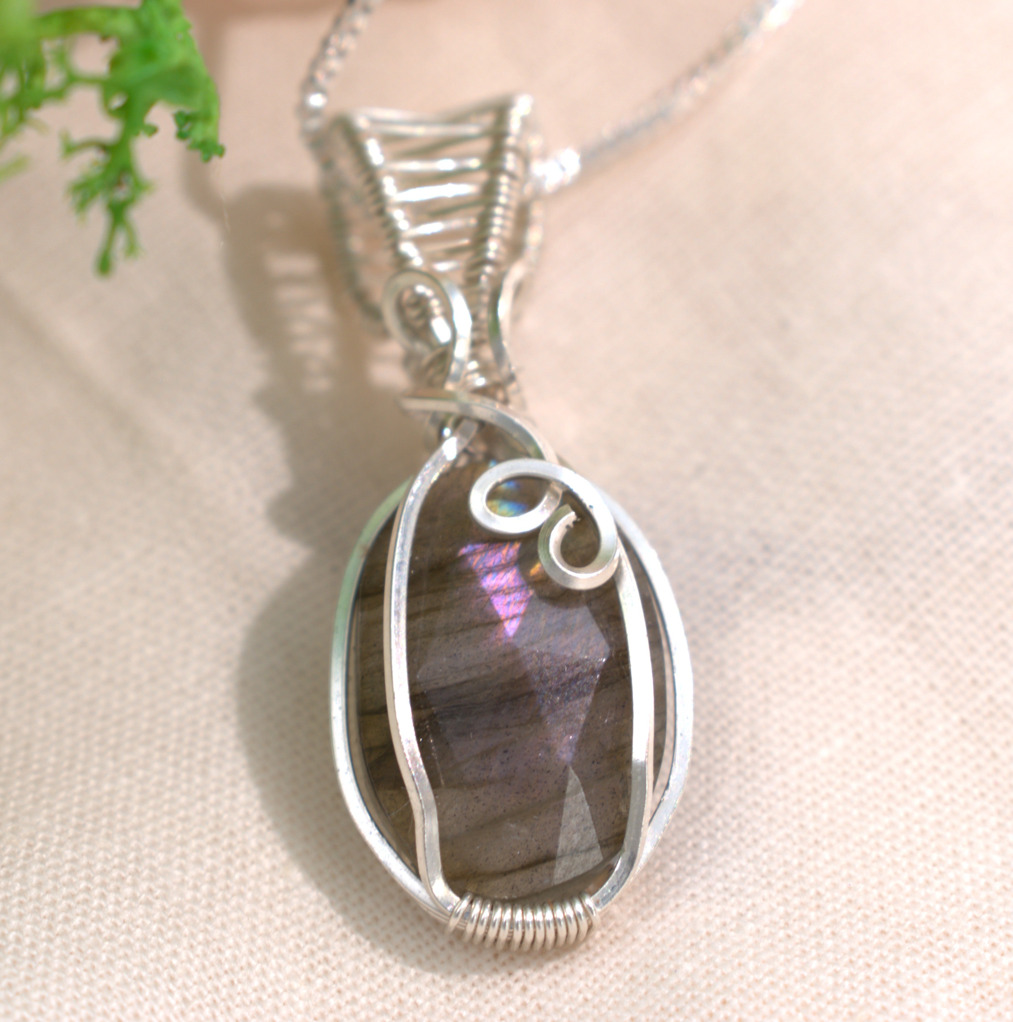 Handmade Wire-wrapped Labradorite Necklace - Mother's Day Mini Pendant