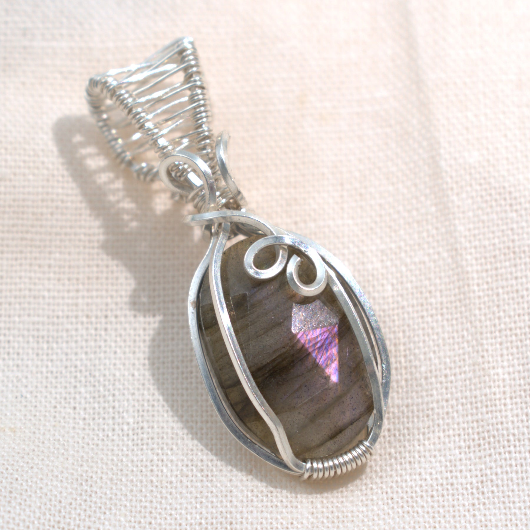 Handmade Wire-wrapped Labradorite Pendant