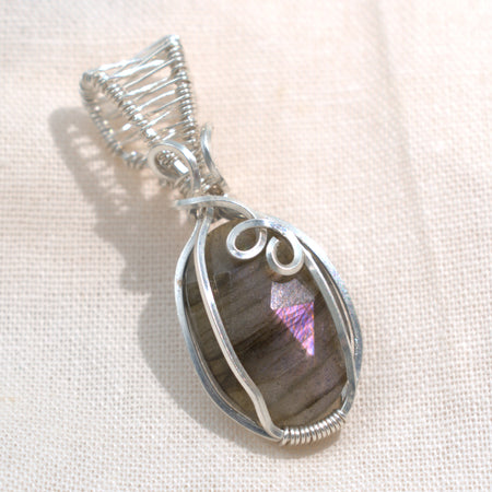 Handmade Wire-wrapped Labradorite Necklace - Mother's Day Mini Pendant