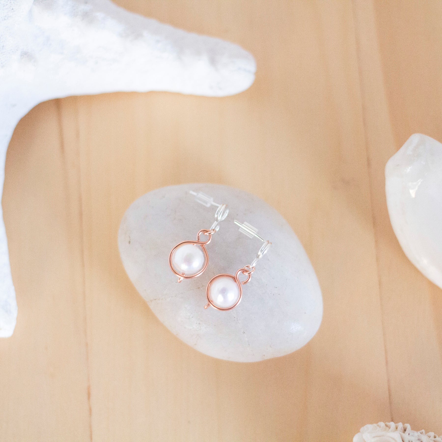 Baroque Pearl Silver and Copper Loop Stud Earrings | Sterling Silver and Copper