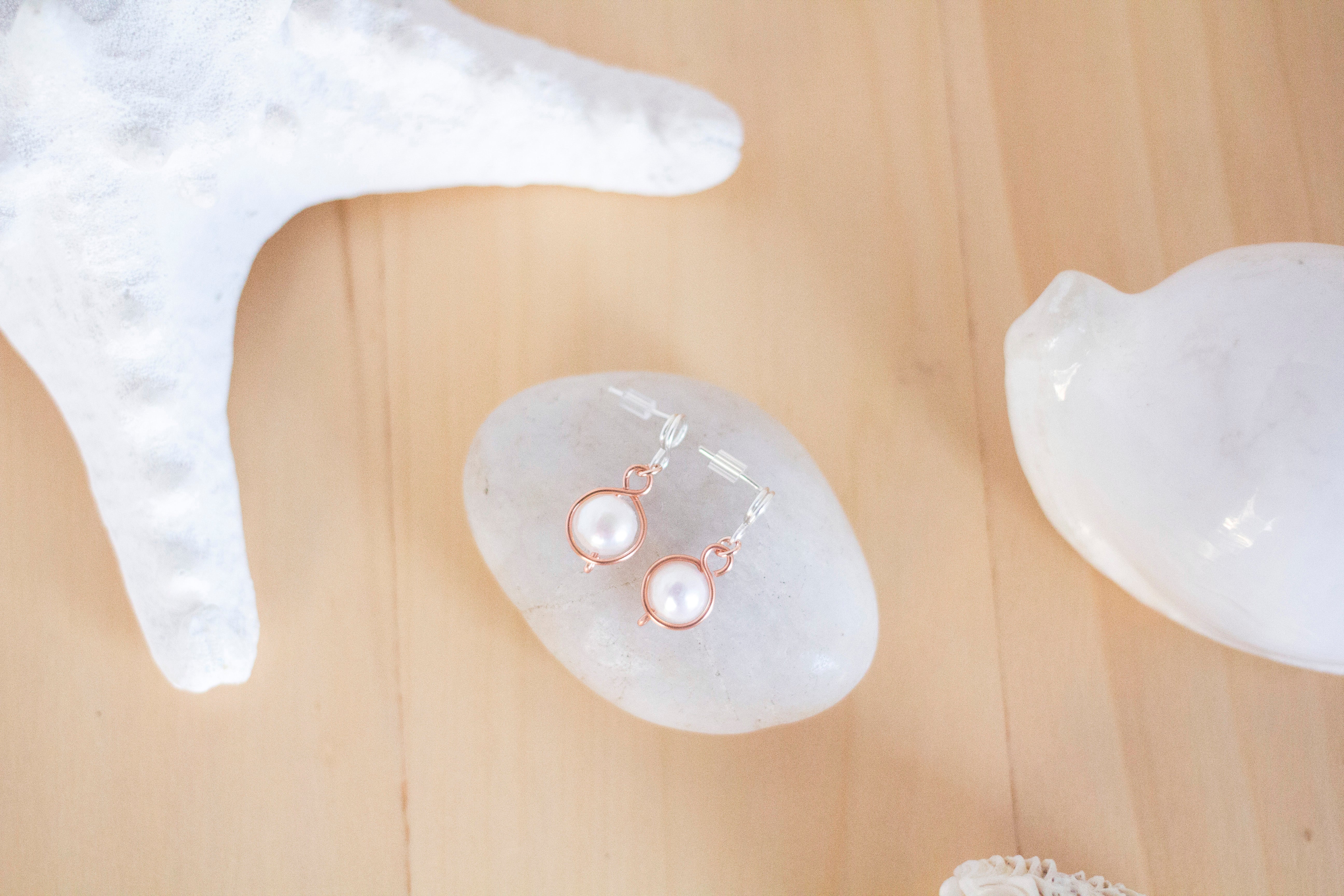 Baroque Pearl Silver and Copper Loop Stud Earrings | Sterling Silver and Copper