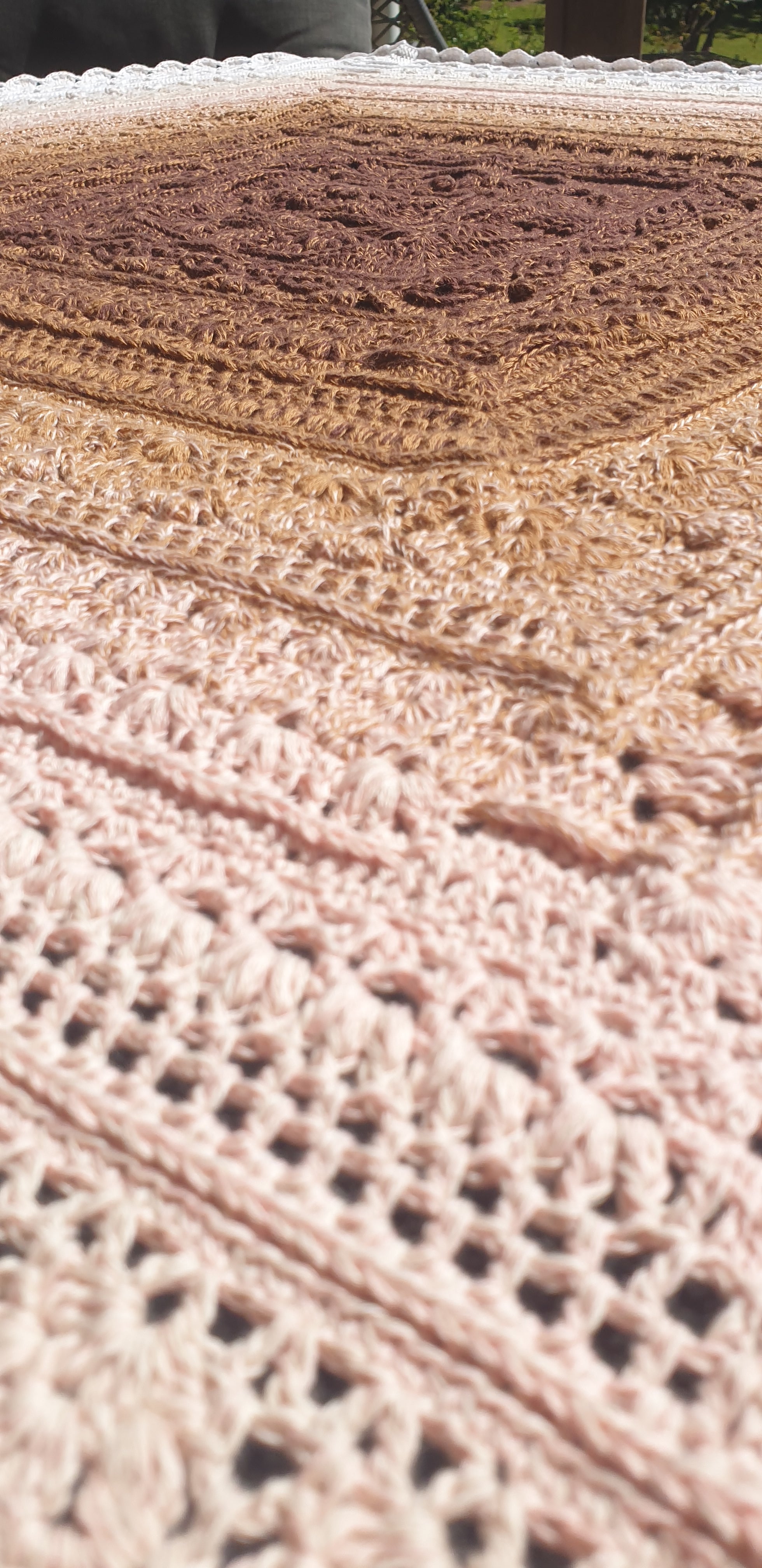 Gorgeous crochet chocolate caramel ripple throw